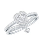 Certified 0.5 Carat Lab Grown Diamond Heart Bridal Ring Set