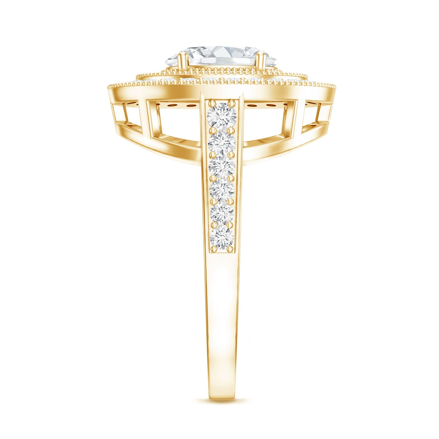 Certified 1.2 Carat Oval Lab Grown Diamond Double Halo Engagement Ring