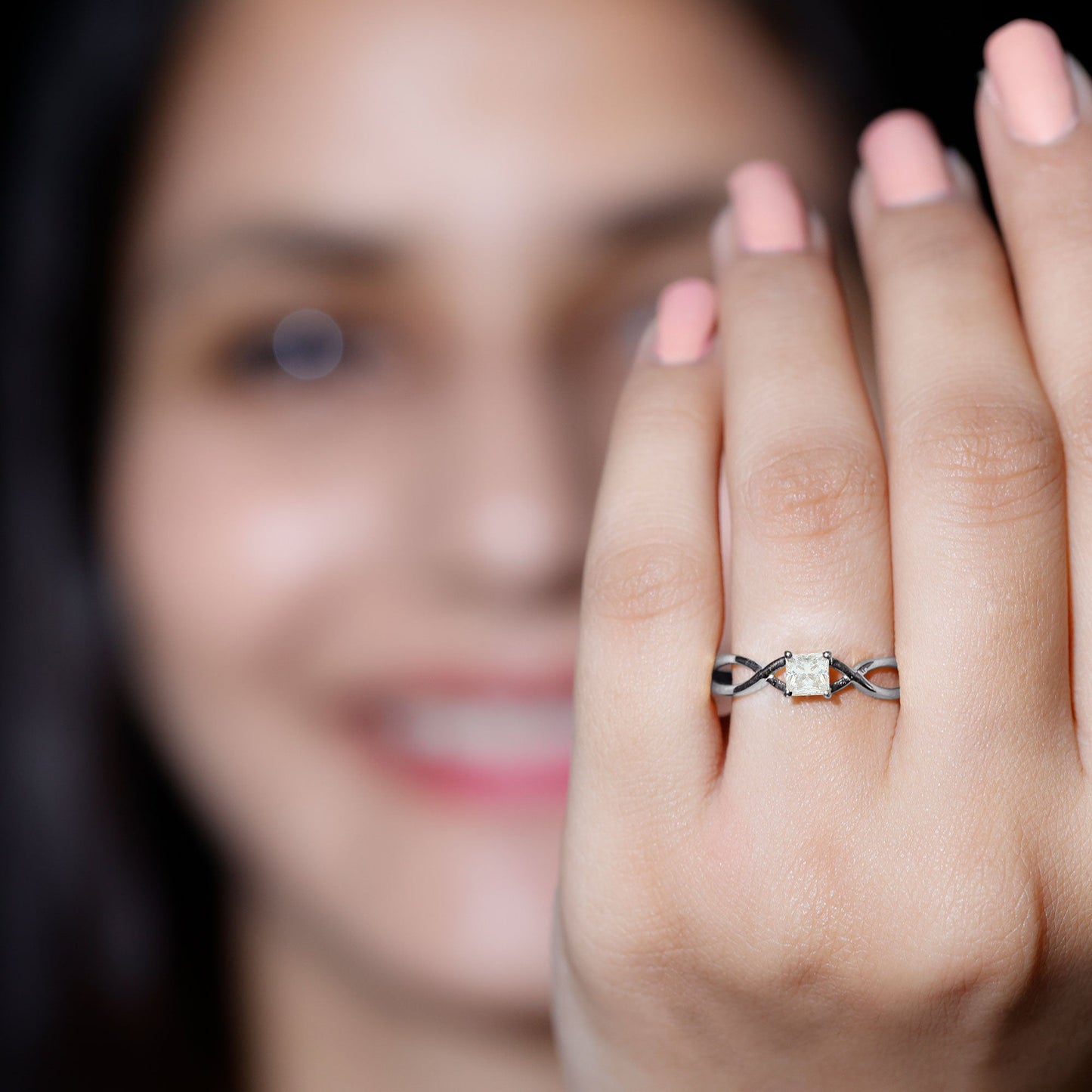 Certified Lab Princess Cut Diamond Infinity Promise Ring