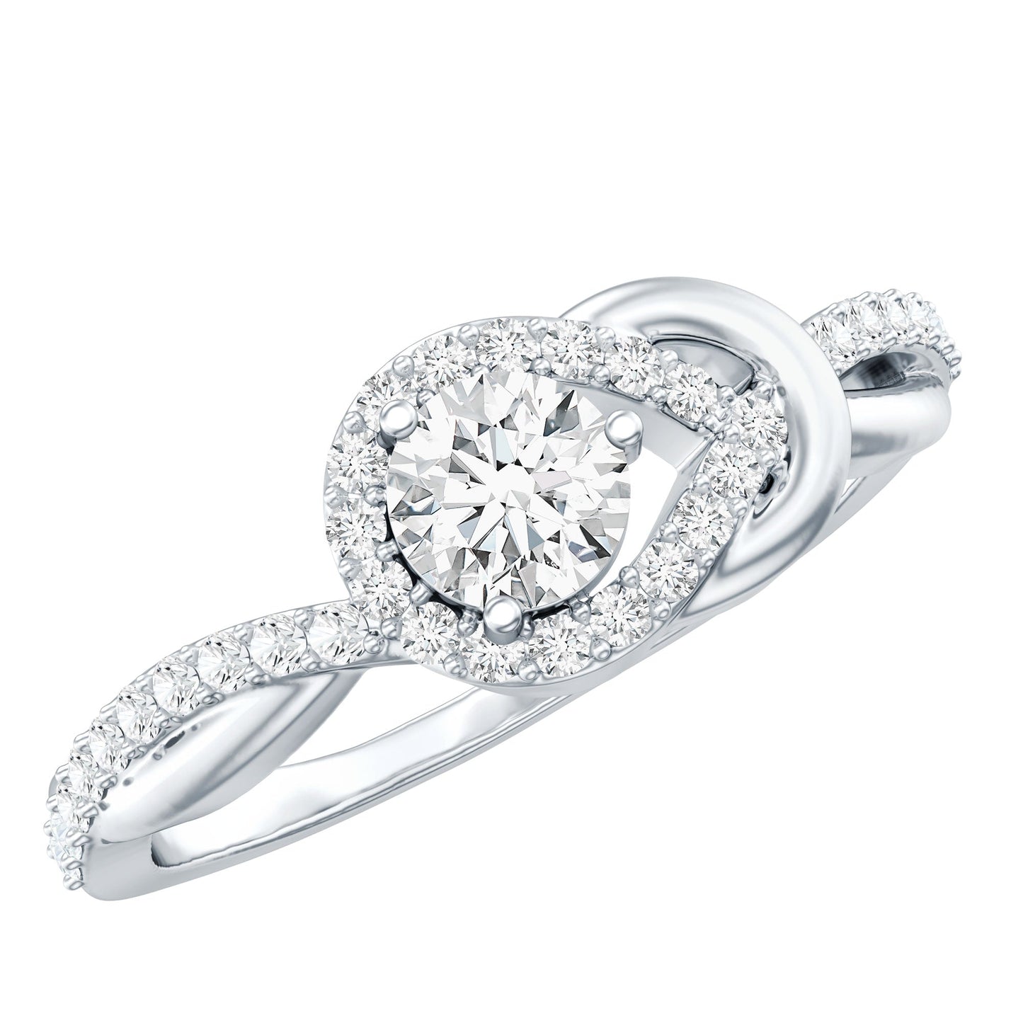 Certified 0.9 Carat Lab Grown Diamond Love Knot Engagement Ring