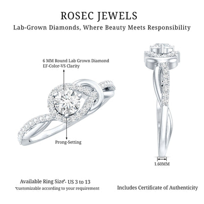Certified 0.9 Carat Lab Grown Diamond Love Knot Engagement Ring
