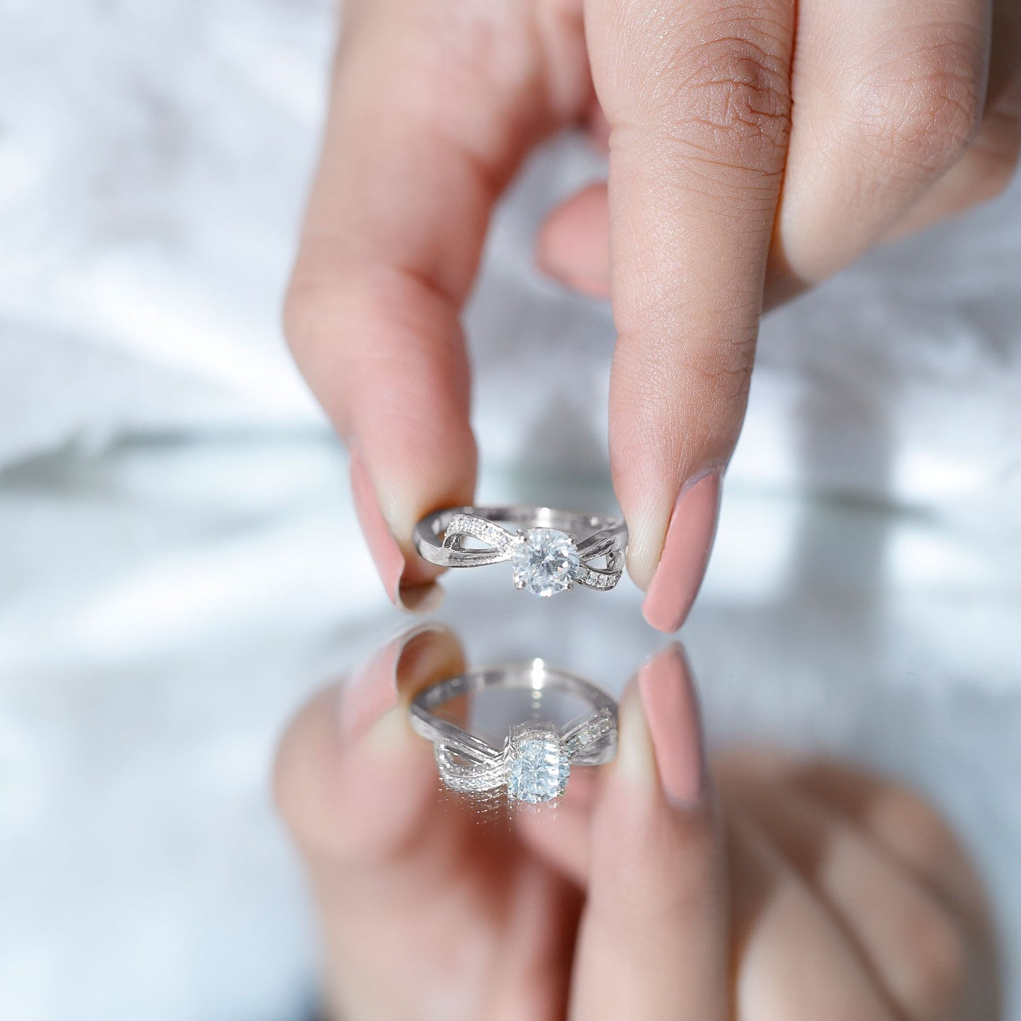 Certified 0.9 Carat Lab Grown Diamond Infinity Engagement Ring