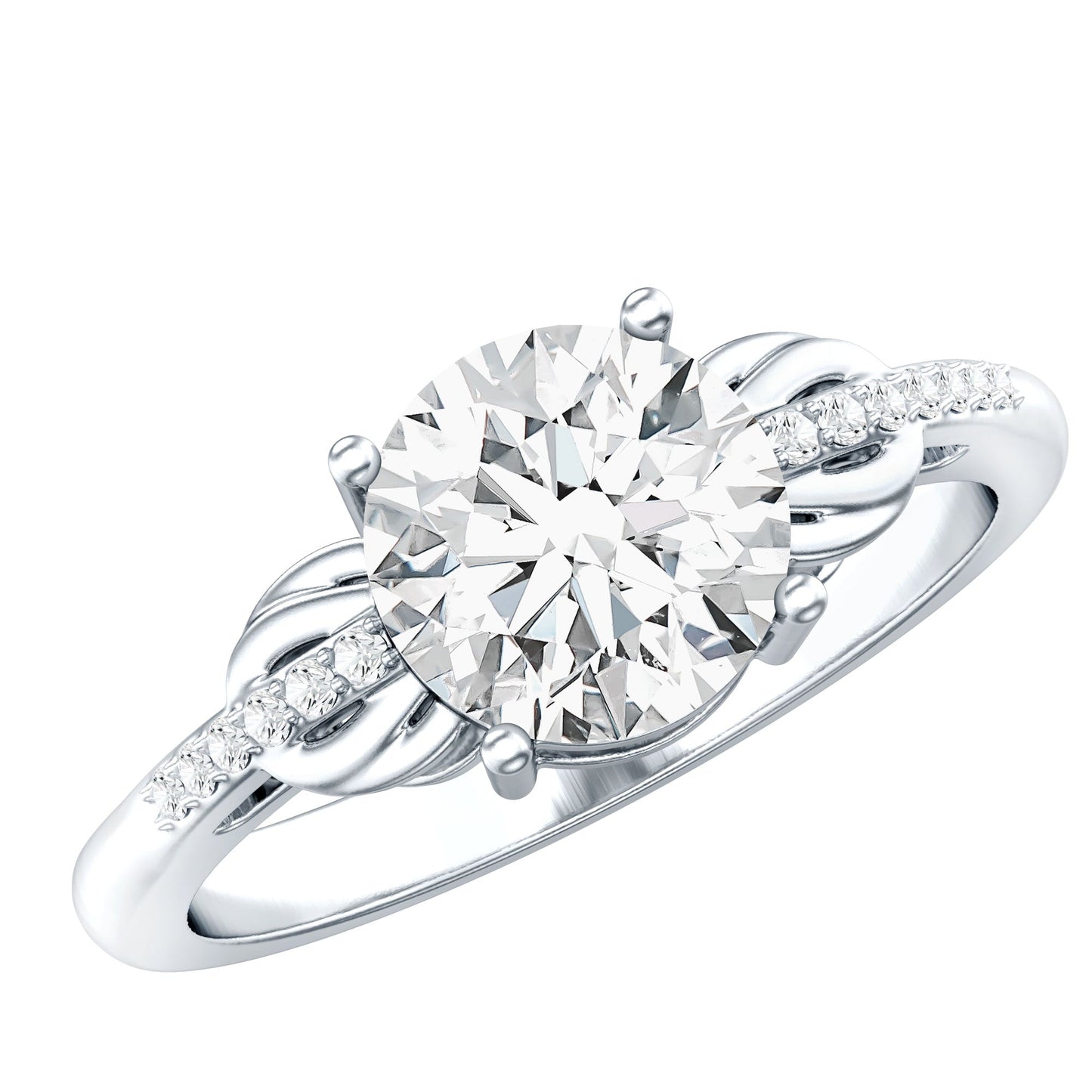 Certified 2 Carat Round Lab Grown Diamond Unique Engagement Ring