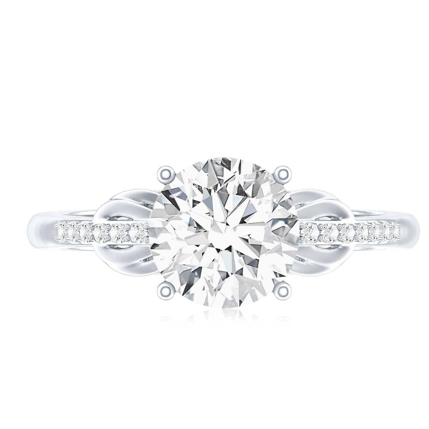 Certified 2 Carat Round Lab Grown Diamond Unique Engagement Ring