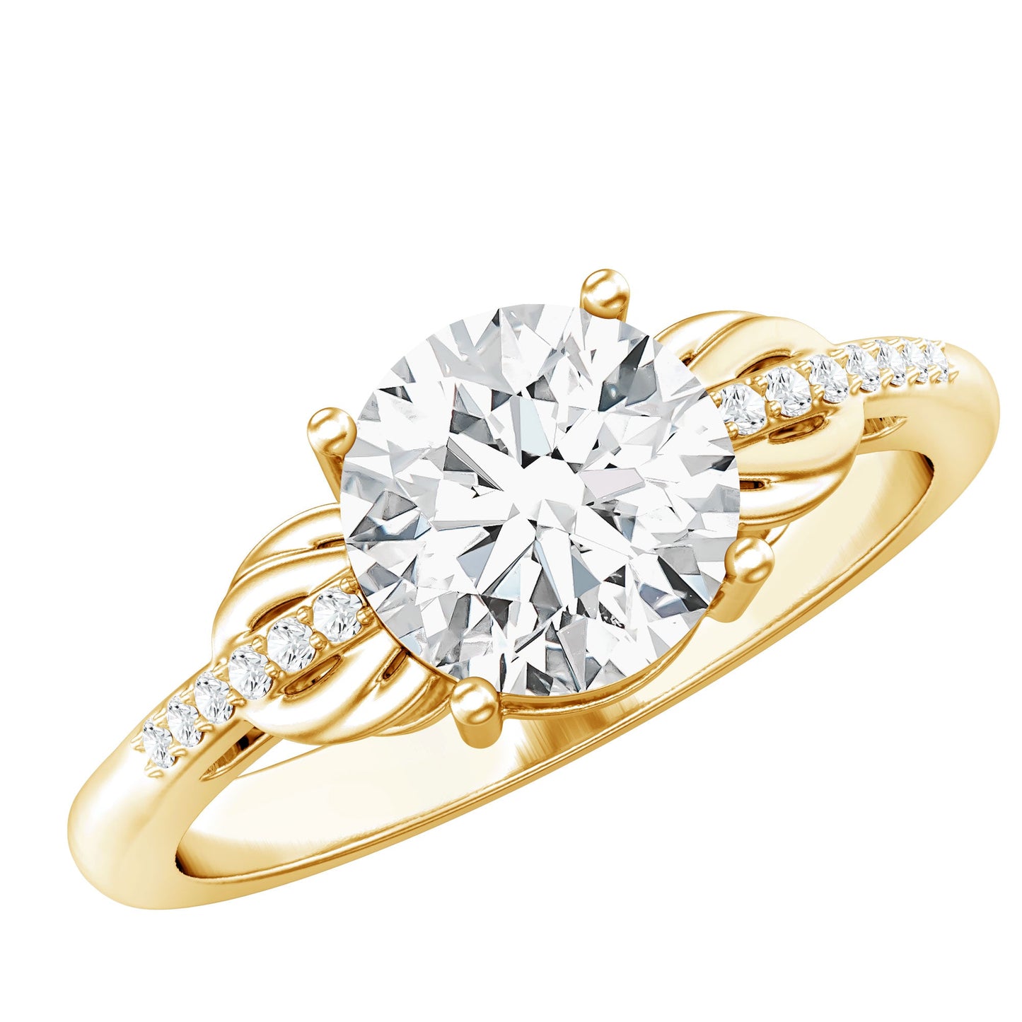 Certified 2 Carat Round Lab Grown Diamond Unique Engagement Ring