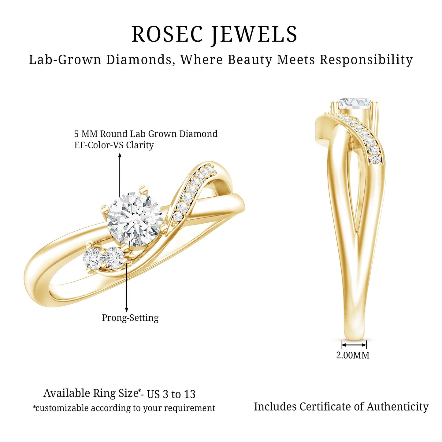 Certified 0.4 Carat Lab Grown Diamond Proposal Ring For Women