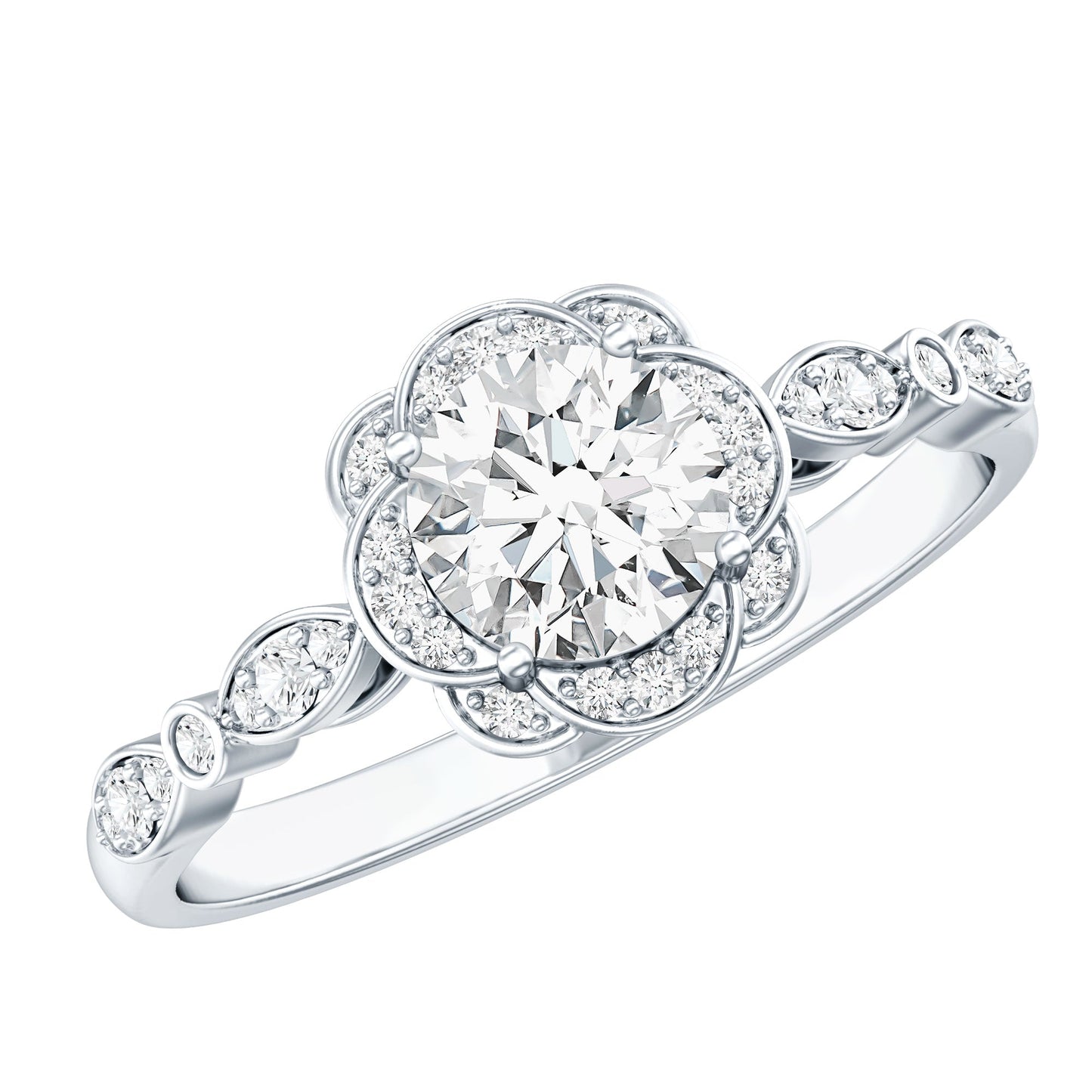 Certified Lab Grown 0.9 Carat Diamond Nature Engagement Ring