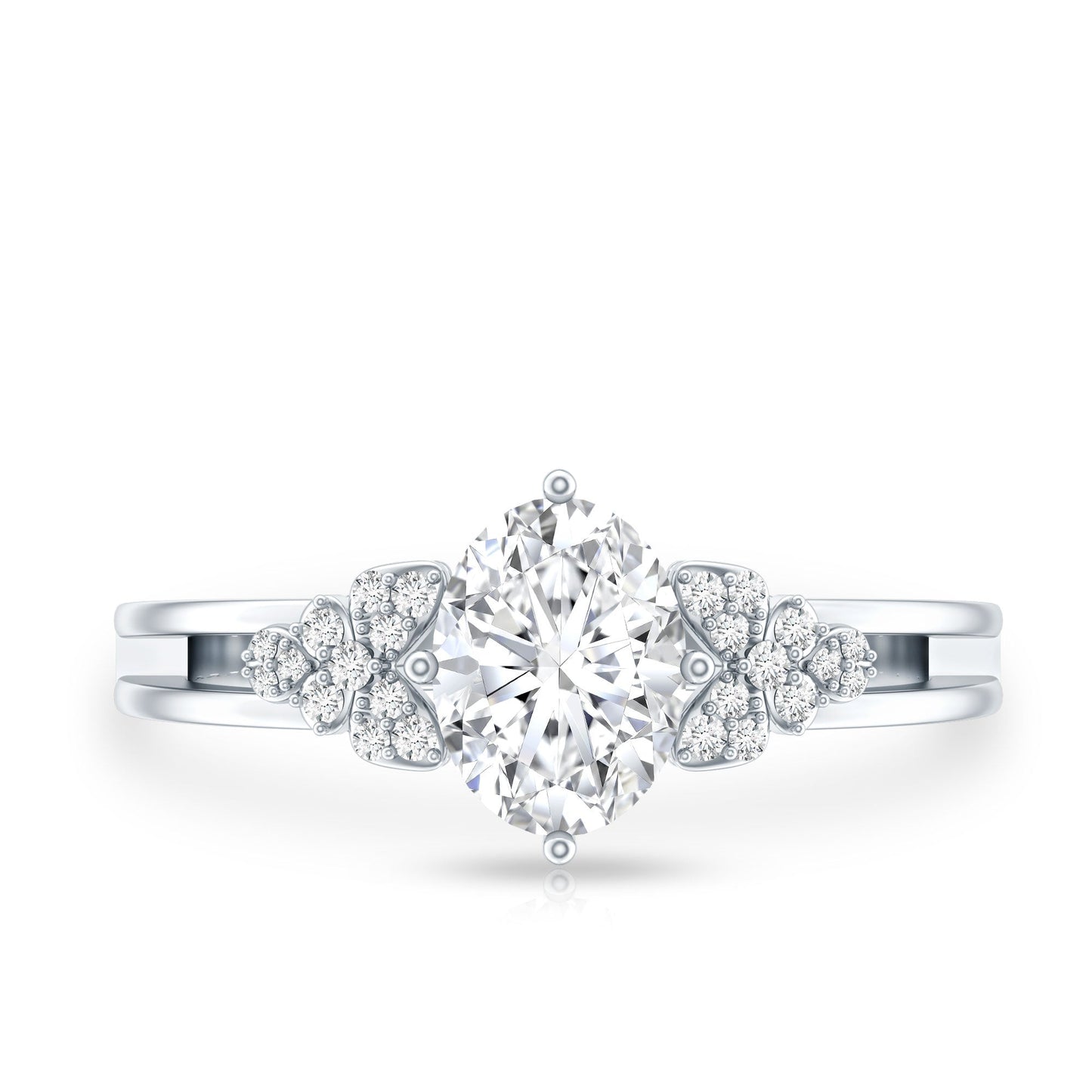 Certified 1.2 Carat Lab Grown Oval Diamond Designer Engagement Ring