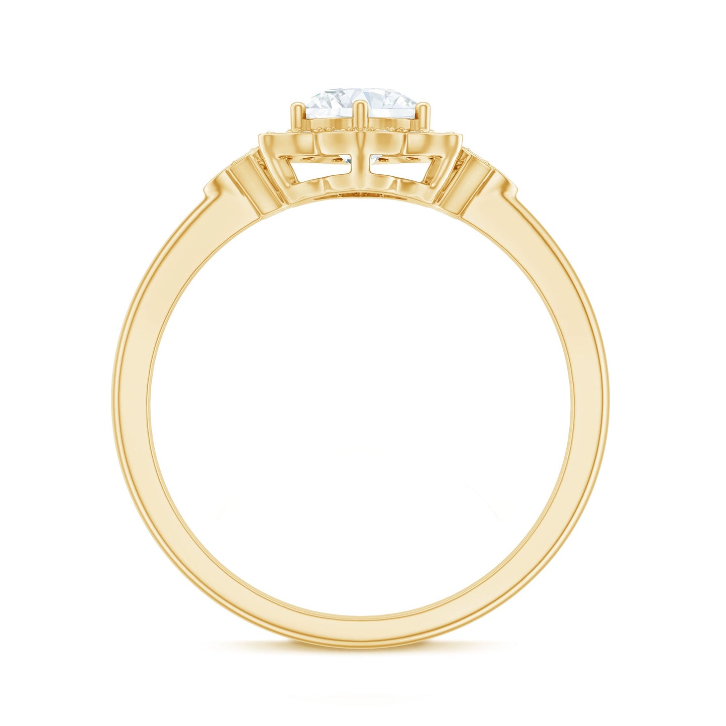Certified Lab Grown Diamond Art Deco Flower Engagement Ring