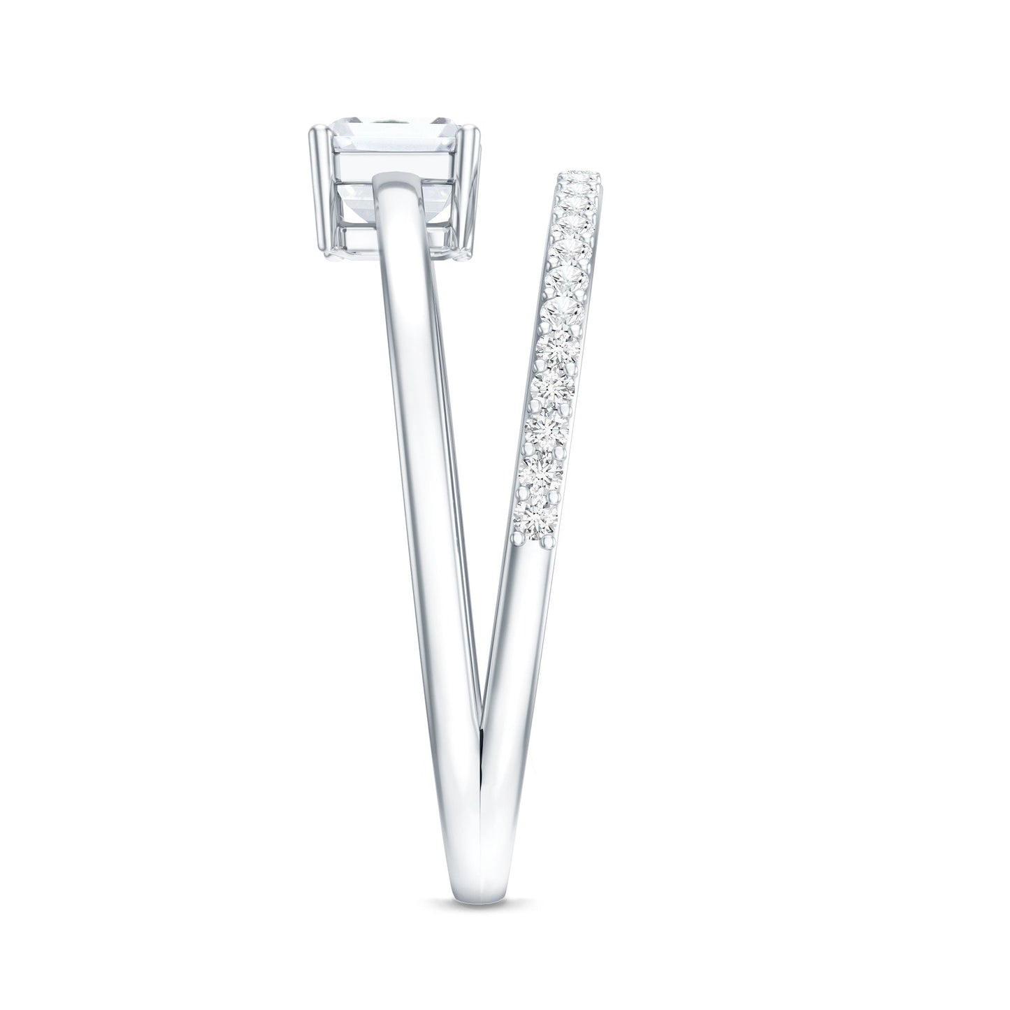 1.8 Carat Emerald Cut Lab Grown Diamond Double Band Engagement Ring