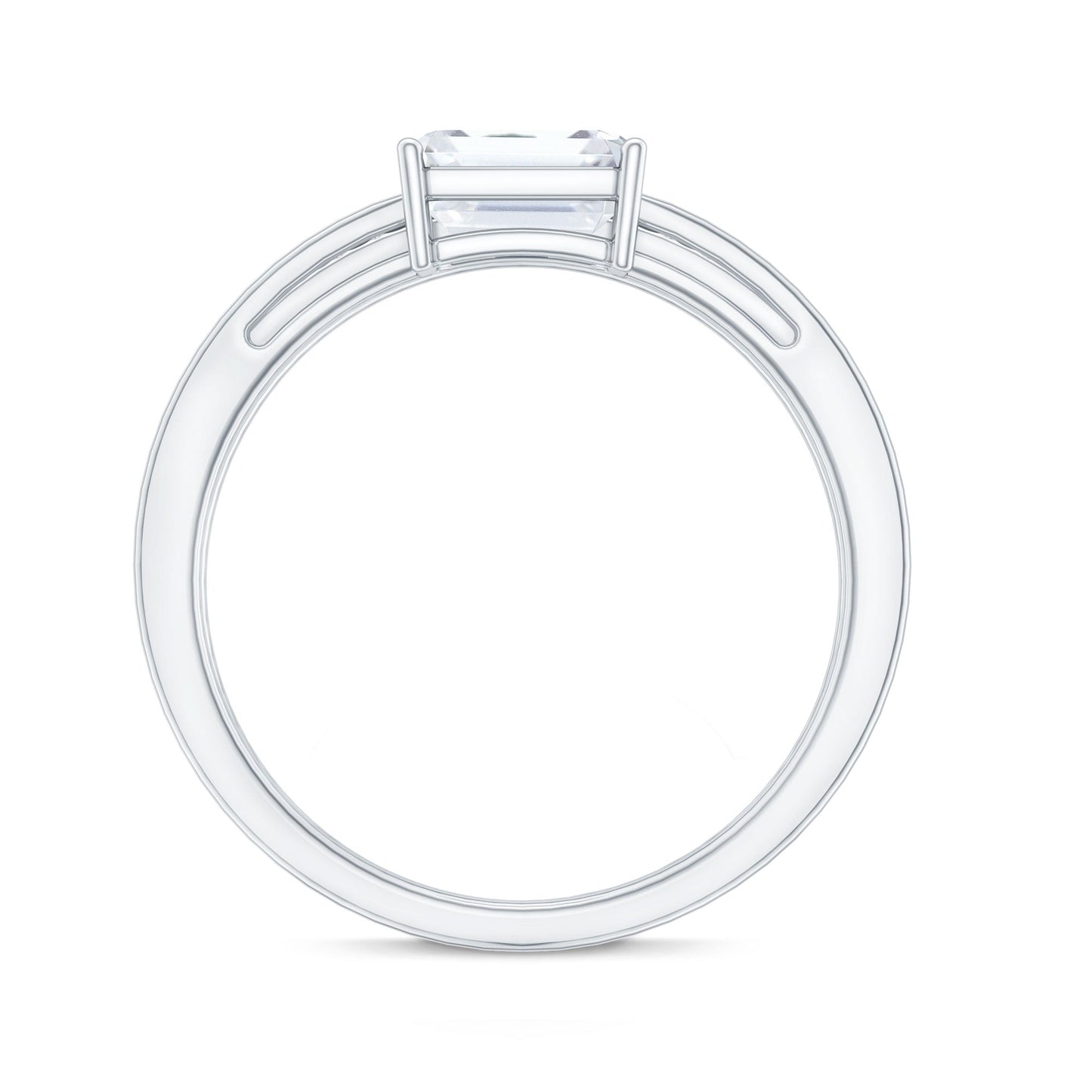 1.8 Carat Emerald Cut Lab Grown Diamond Double Band Engagement Ring