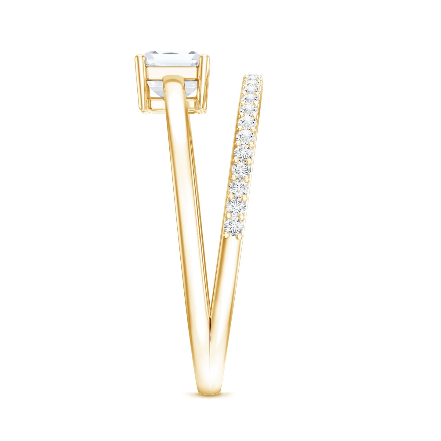 1.8 Carat Emerald Cut Lab Grown Diamond Double Band Engagement Ring