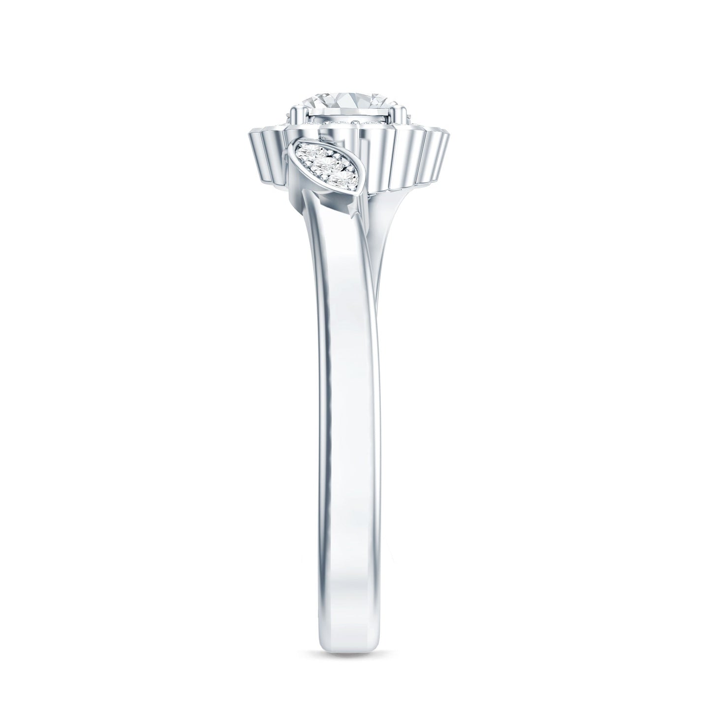 Certified 0.9 Carat Lab Grown Diamond Floral Engagement Ring