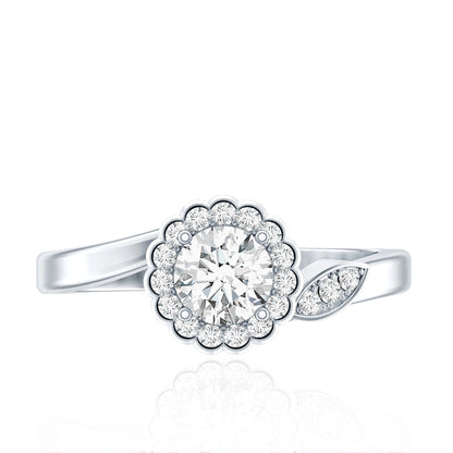 Certified 0.9 Carat Lab Grown Diamond Floral Engagement Ring