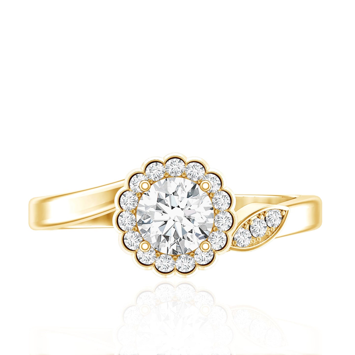 Certified 0.9 Carat Lab Grown Diamond Floral Engagement Ring