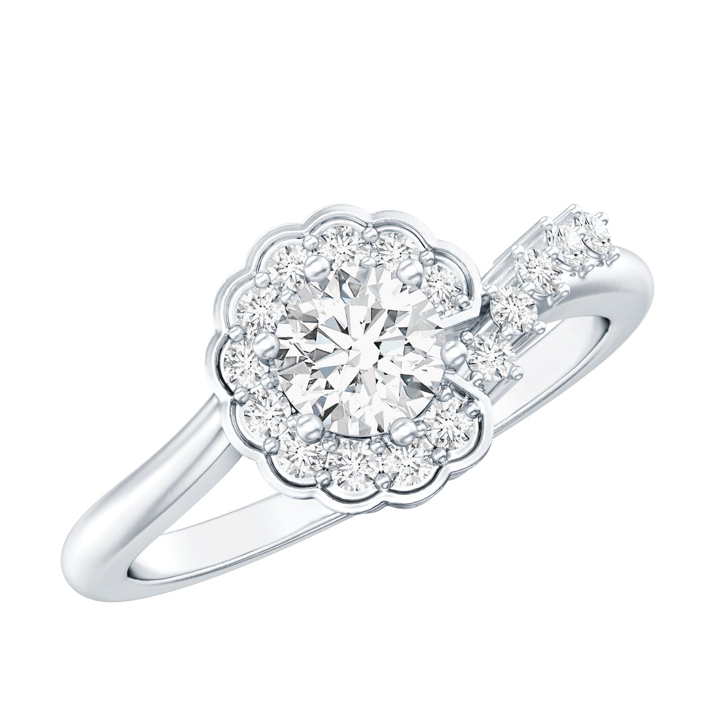 Certified 0.4 Carat Lab Grown Diamond Nature Inspired Engagement Ring