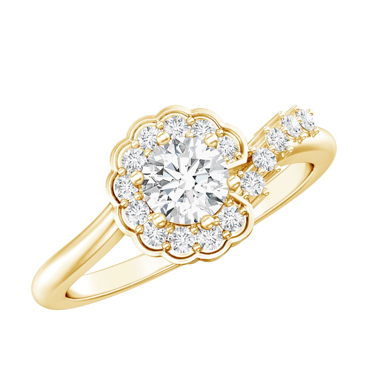 Certified 0.4 Carat Lab Grown Diamond Nature Inspired Engagement Ring