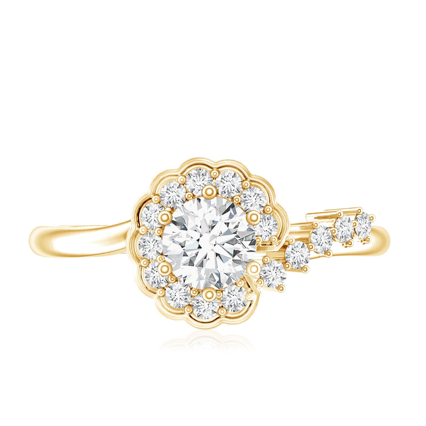 Certified 0.4 Carat Lab Grown Diamond Nature Inspired Engagement Ring
