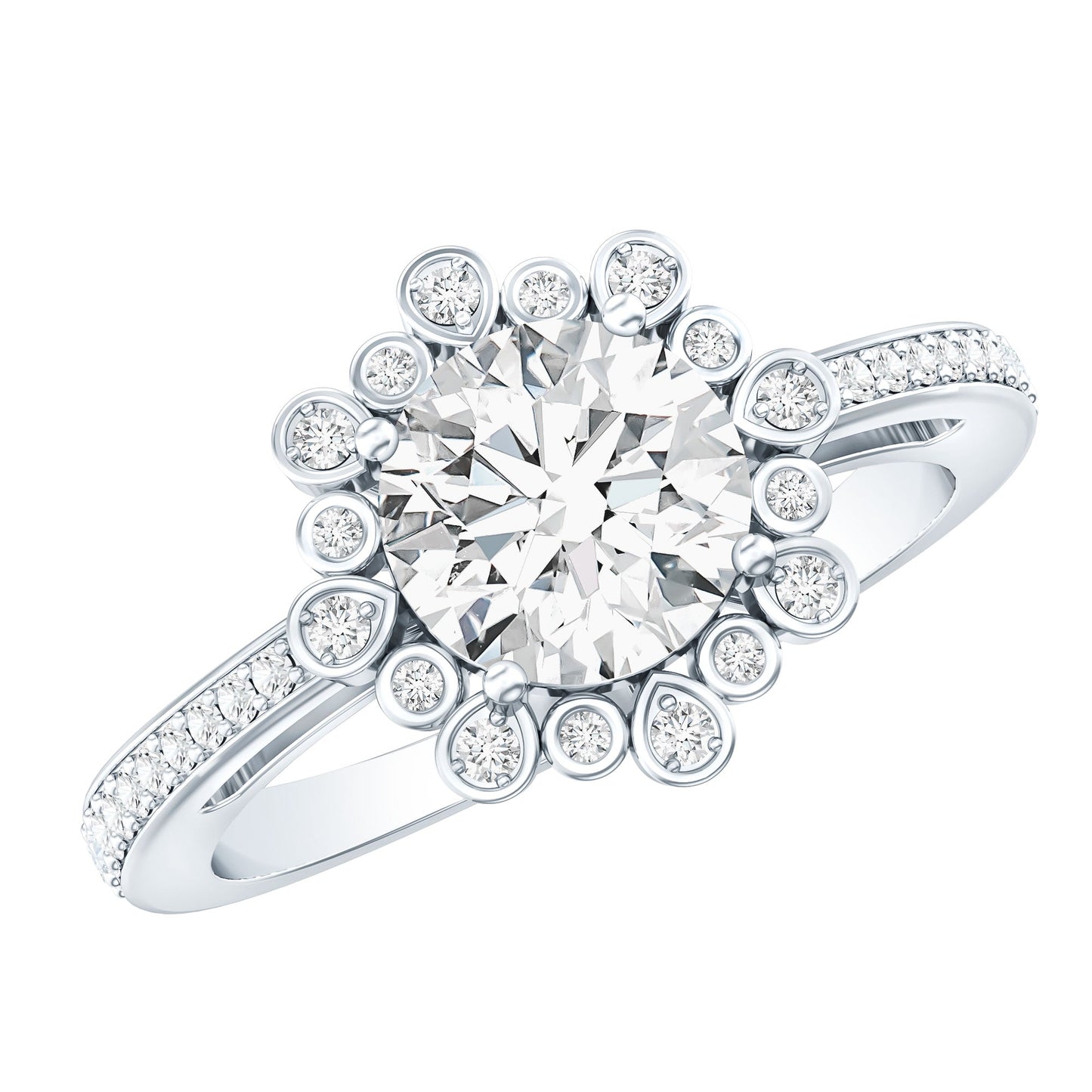 2 Carat Lab Grown Diamond Circle Engagement Ring With Side Stones