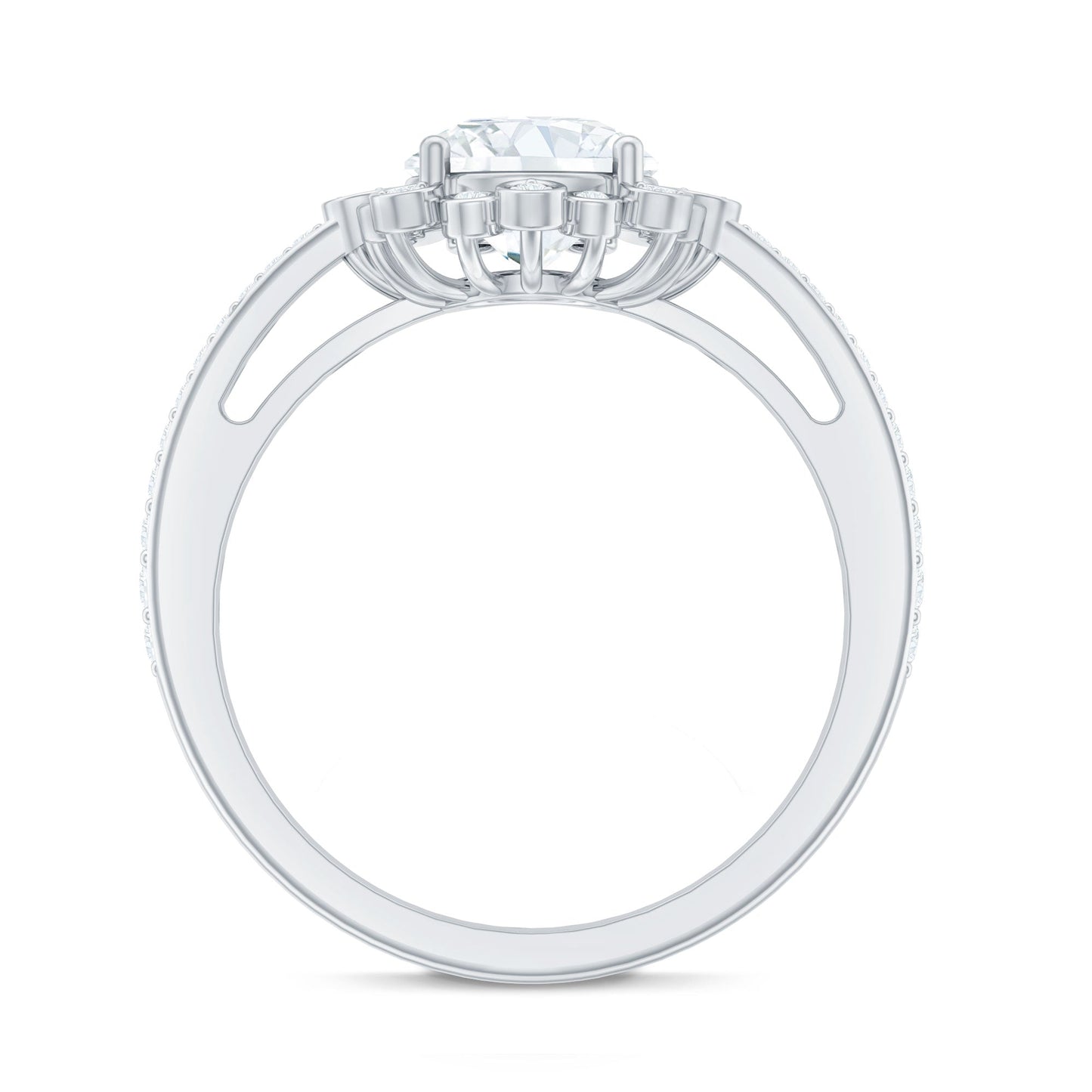 2 Carat Lab Grown Diamond Circle Engagement Ring With Side Stones