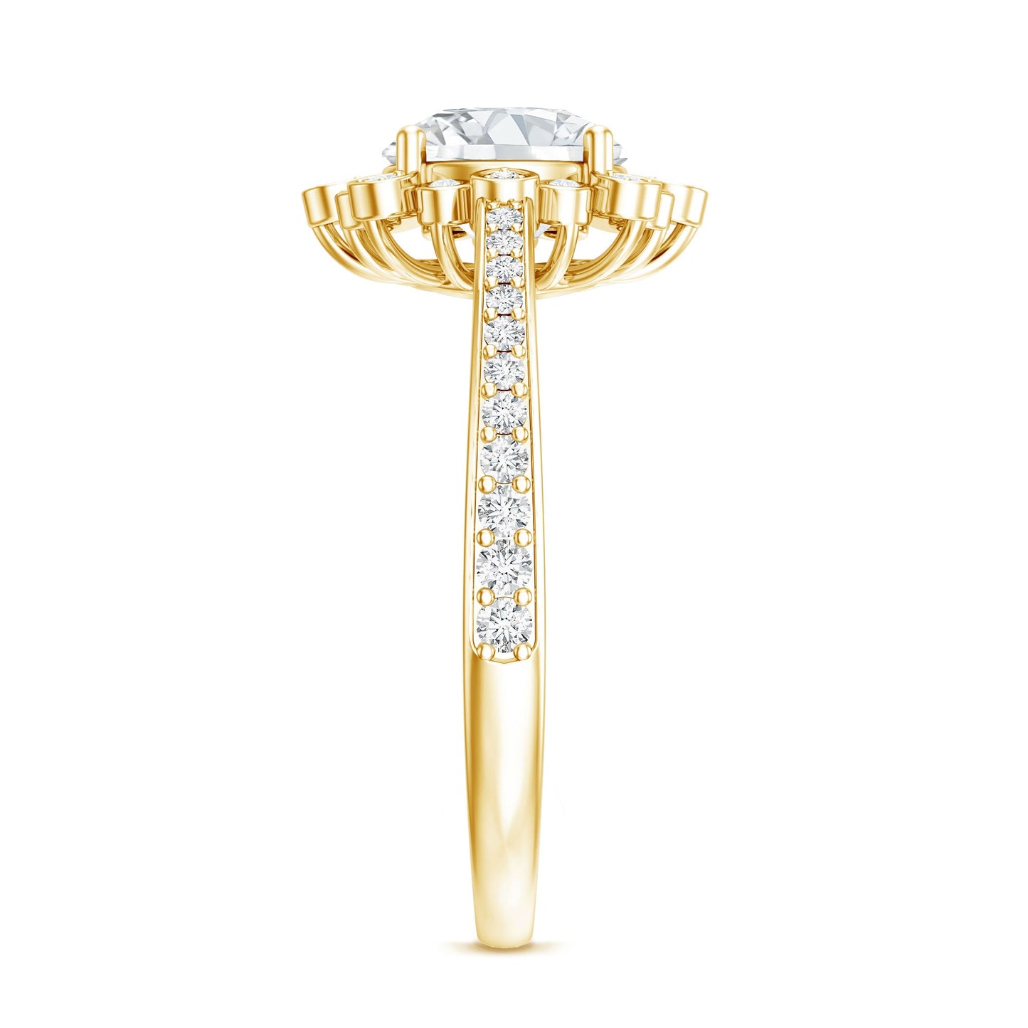 2 Carat Lab Grown Diamond Circle Engagement Ring With Side Stones