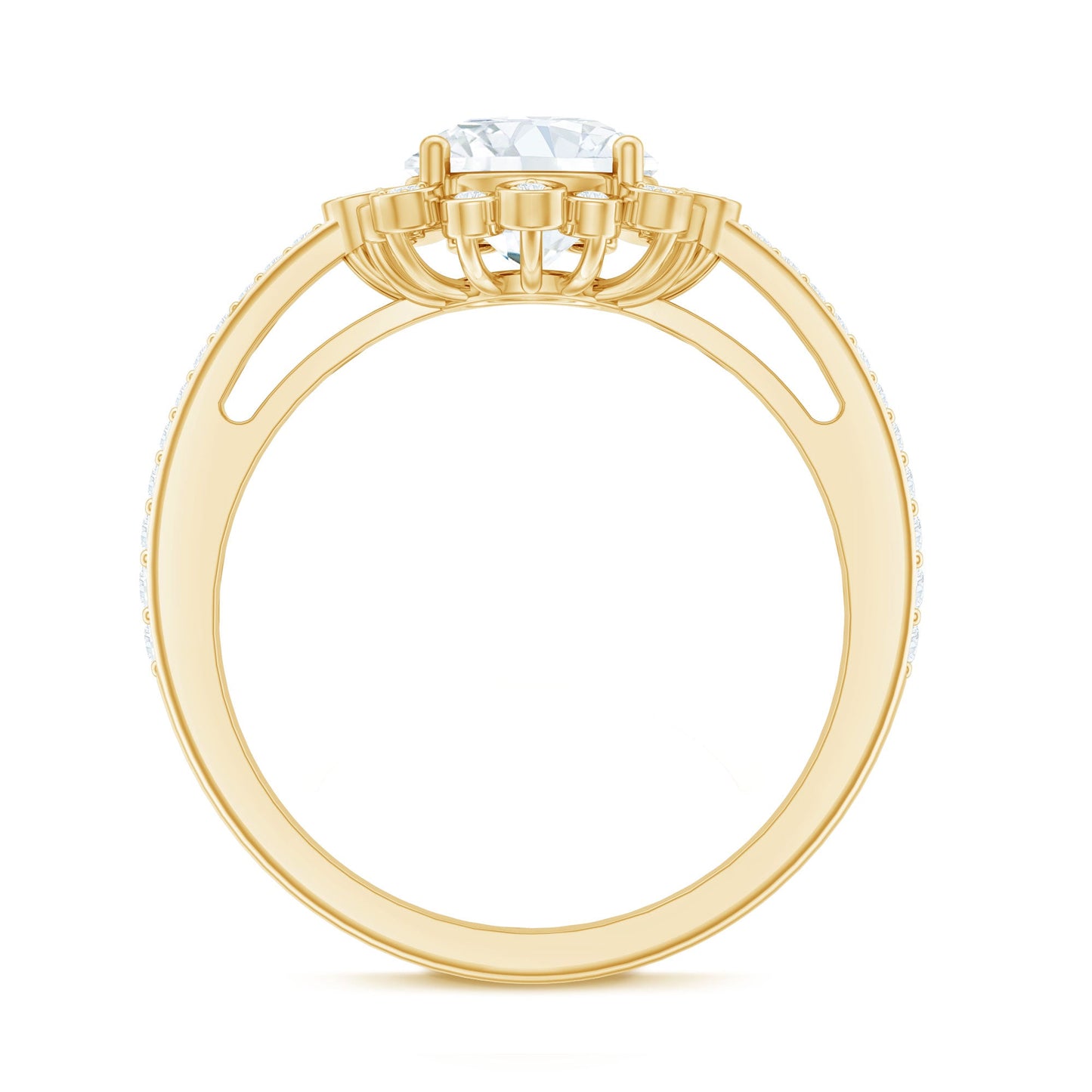 2 Carat Lab Grown Diamond Circle Engagement Ring With Side Stones