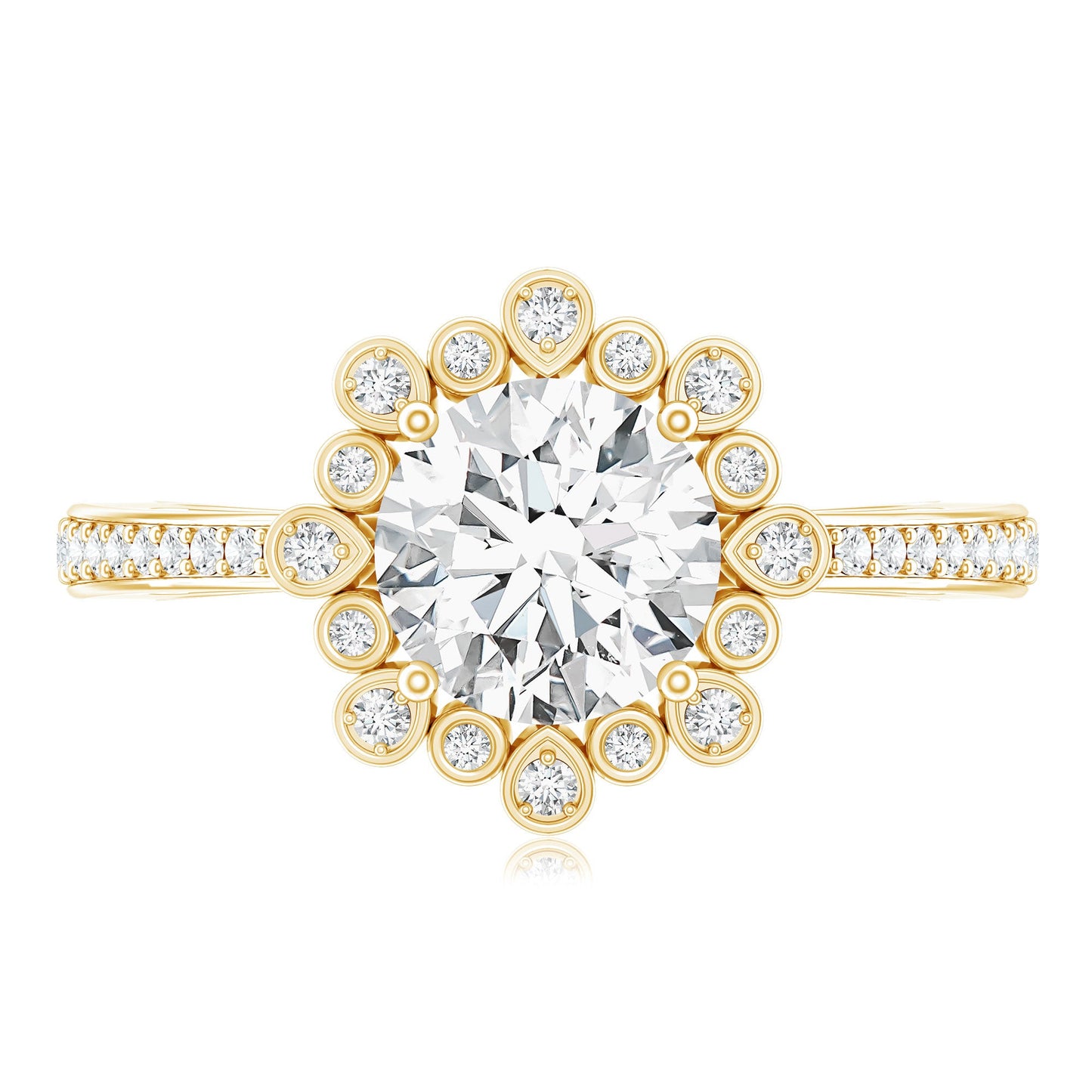 2 Carat Lab Grown Diamond Circle Engagement Ring With Side Stones