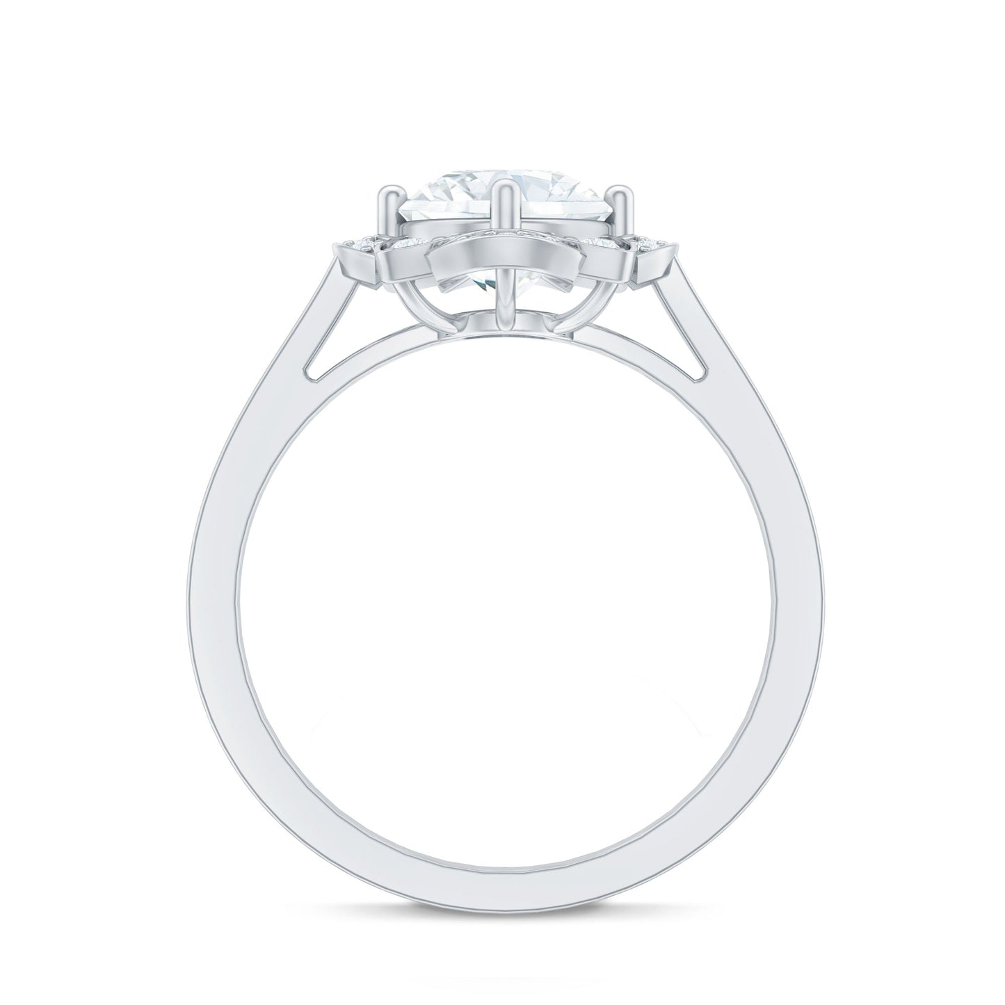 2 Carat Lab Grown Diamond Vintage Engagement Ring With Diamond Studded Shank