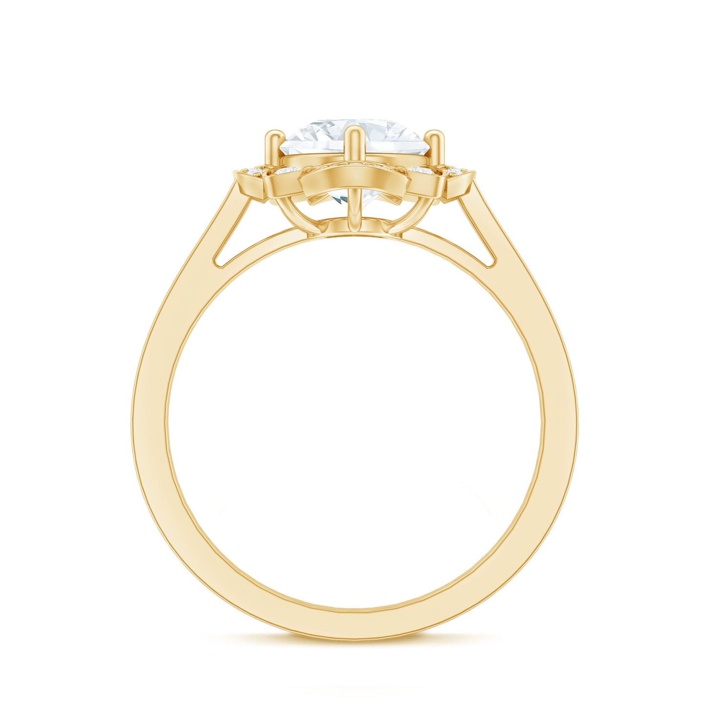 2 Carat Lab Grown Diamond Vintage Engagement Ring With Diamond Studded Shank