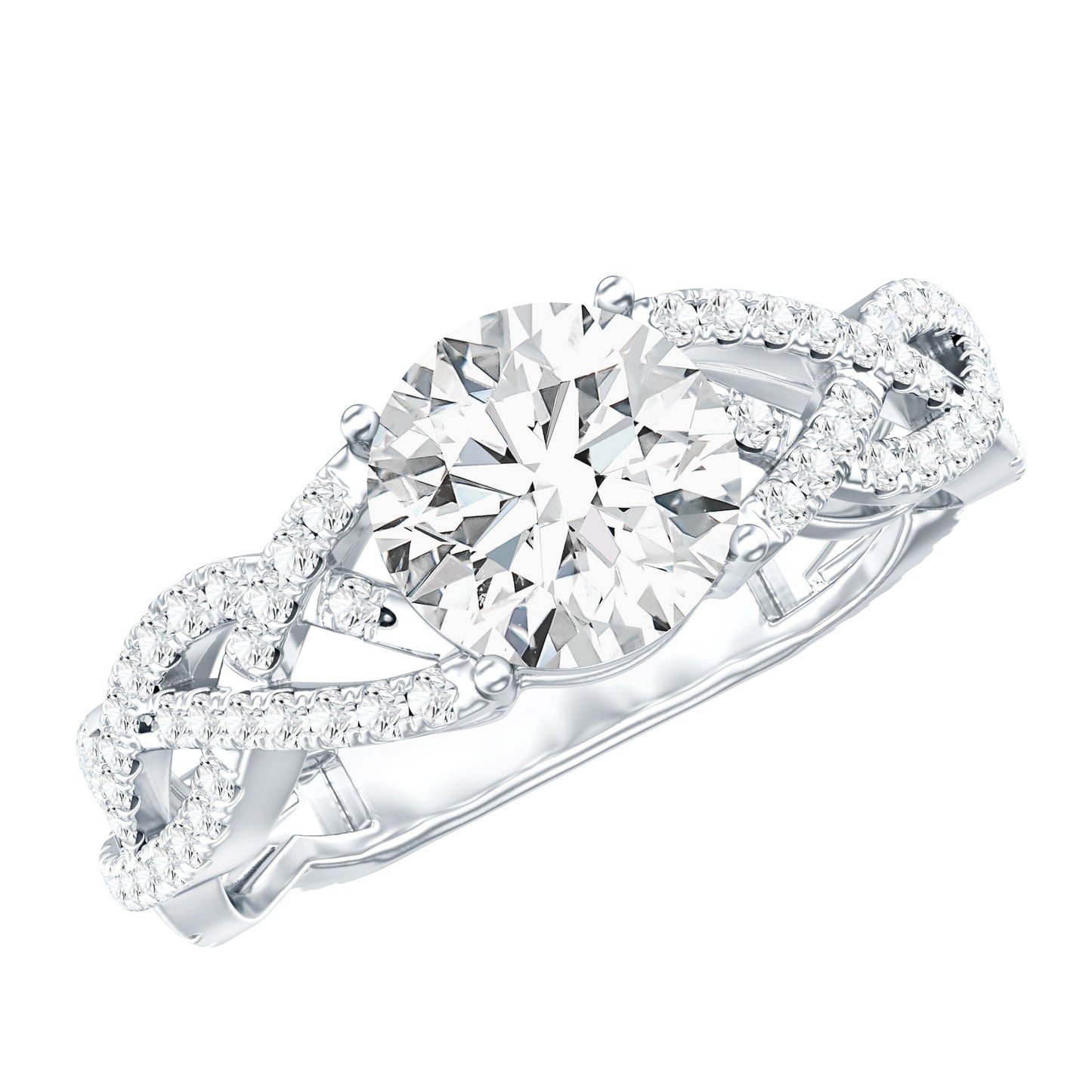 Lab Grown Diamond 2 Carat Round Engagement Ring With Infinity Twist