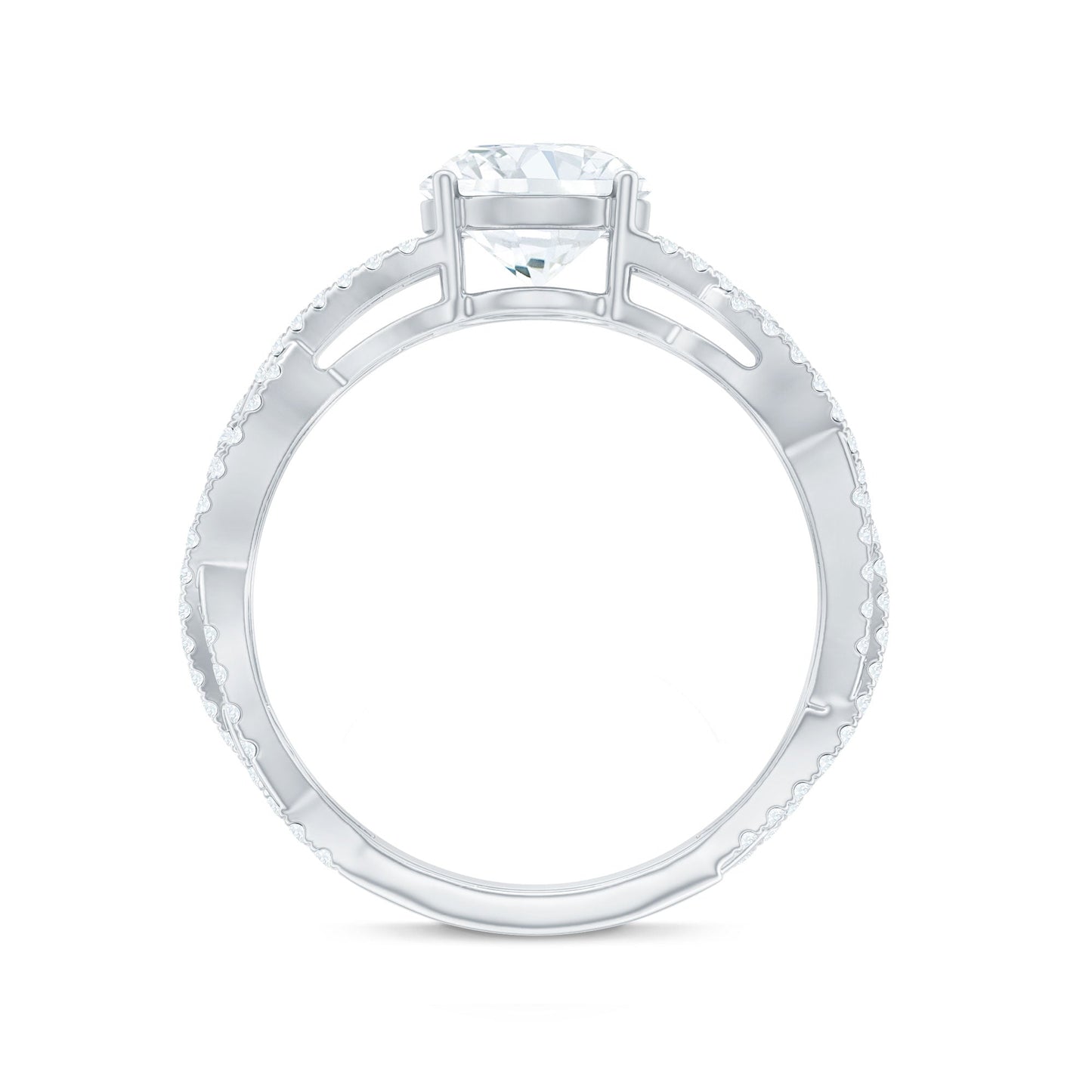 Lab Grown Diamond 2 Carat Round Engagement Ring With Infinity Twist