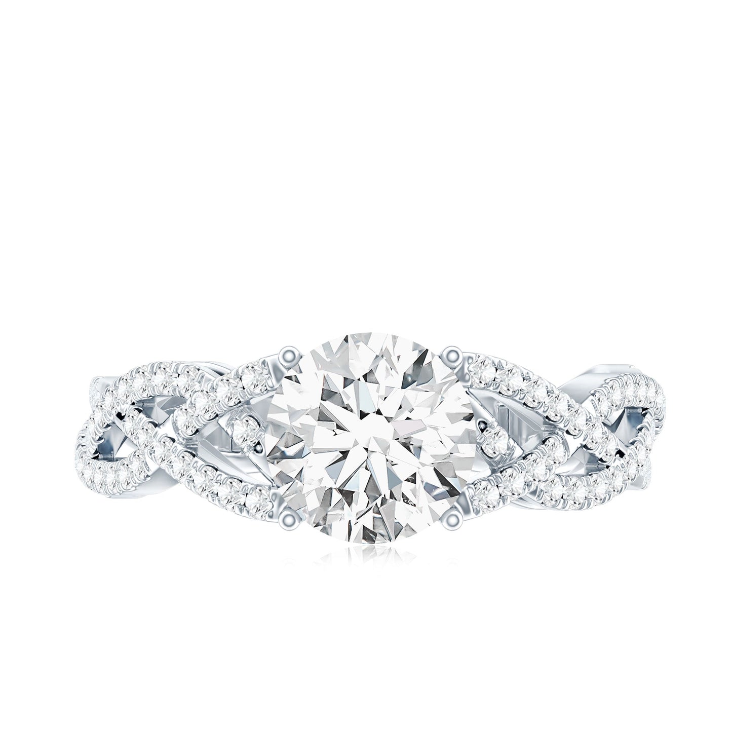 Lab Grown Diamond 2 Carat Round Engagement Ring With Infinity Twist