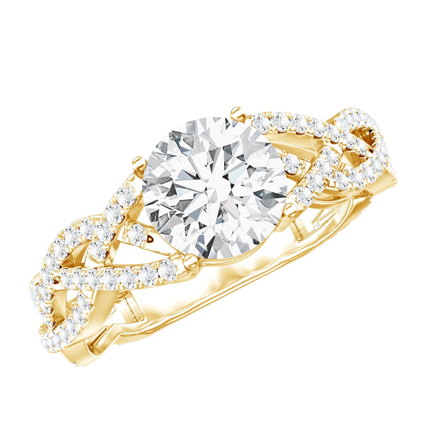 Lab Grown Diamond 2 Carat Round Engagement Ring With Infinity Twist