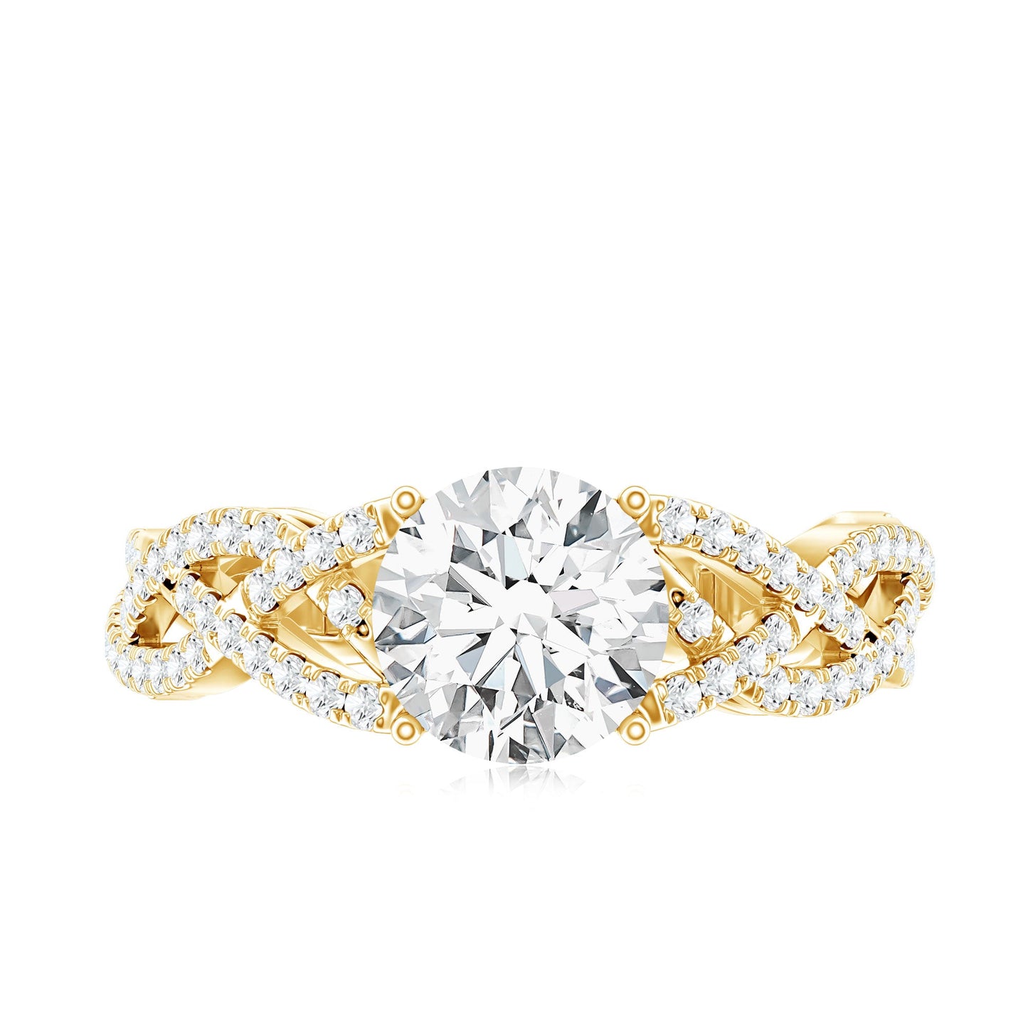 Lab Grown Diamond 2 Carat Round Engagement Ring With Infinity Twist