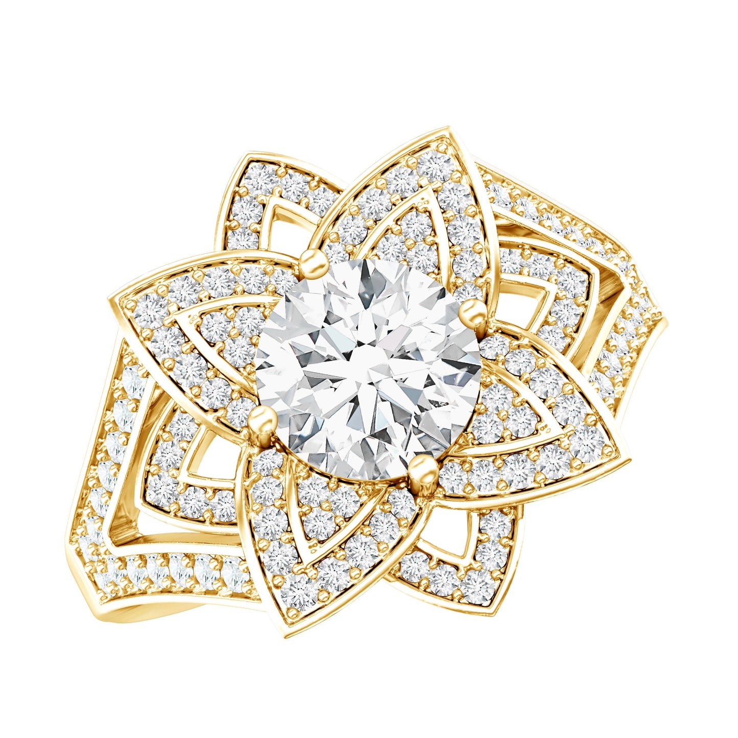 Lab Grown Diamond Art Deco Flower Engagement Ring