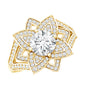 Lab Grown Diamond Art Deco Flower Engagement Ring