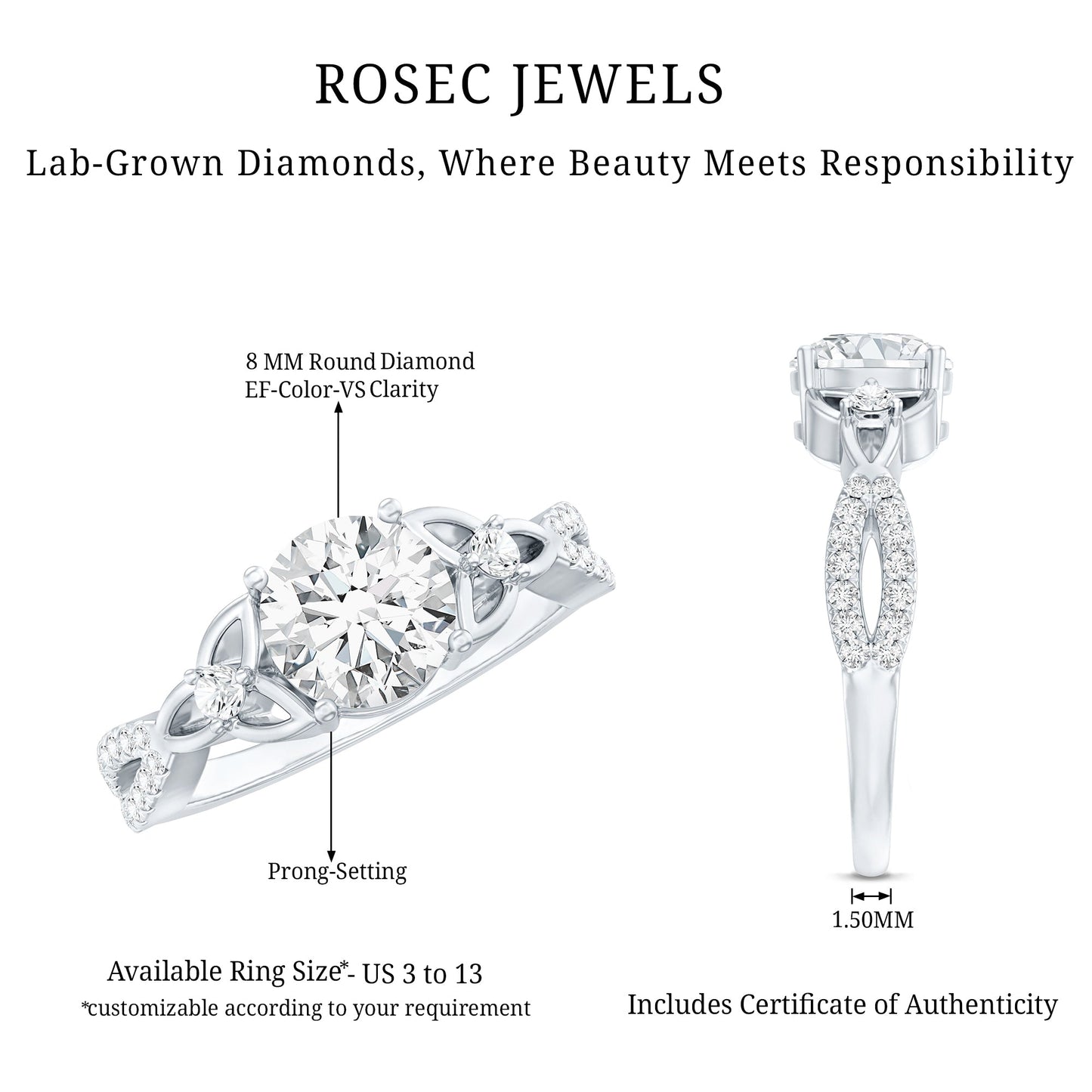 2 Carat Lab Grown Diamond Twisted Vine Engagement Ring