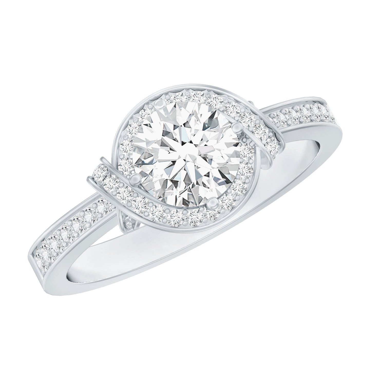 0.9 Carat Lab Grown Diamond Designer Halo Engagement Ring