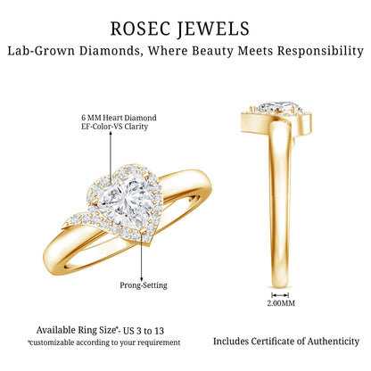 Certified Heart Shape Lab Grown Diamond Engagement Ring