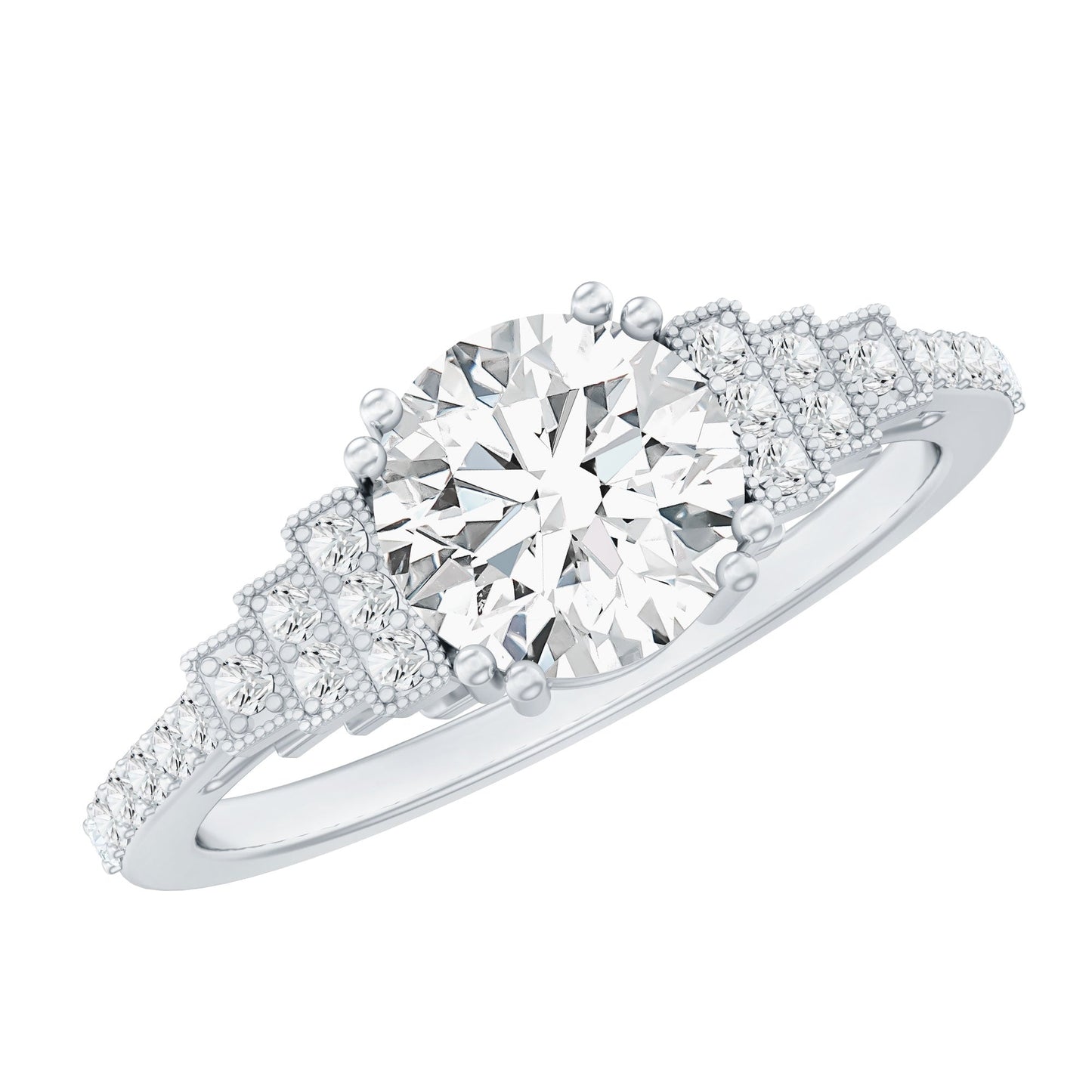 2 Carat Lab Grown Diamond Retro Engagement Ring