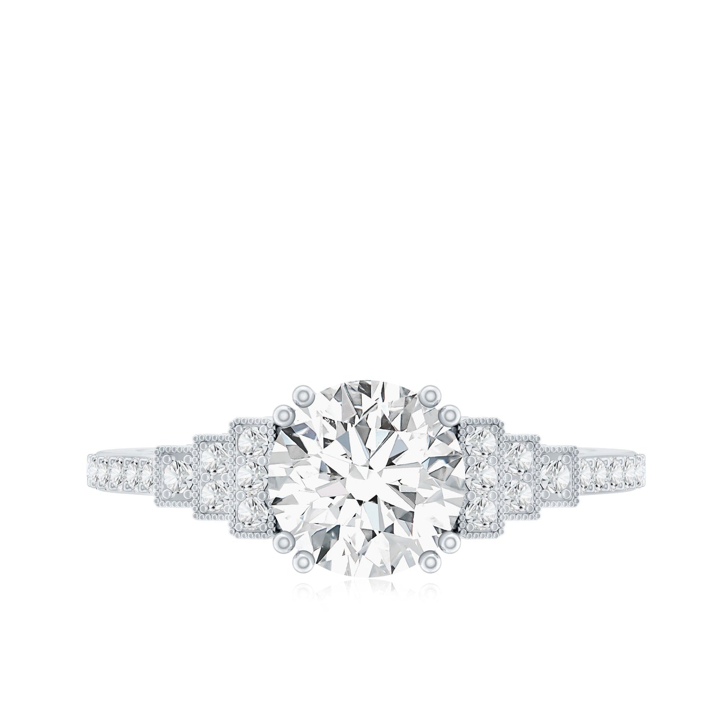 2 Carat Lab Grown Diamond Retro Engagement Ring
