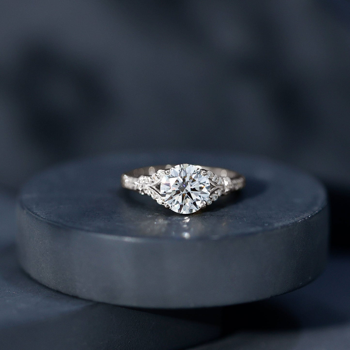Certified 2Ct Lab Grown Diamond Split Shank Engagement Ring