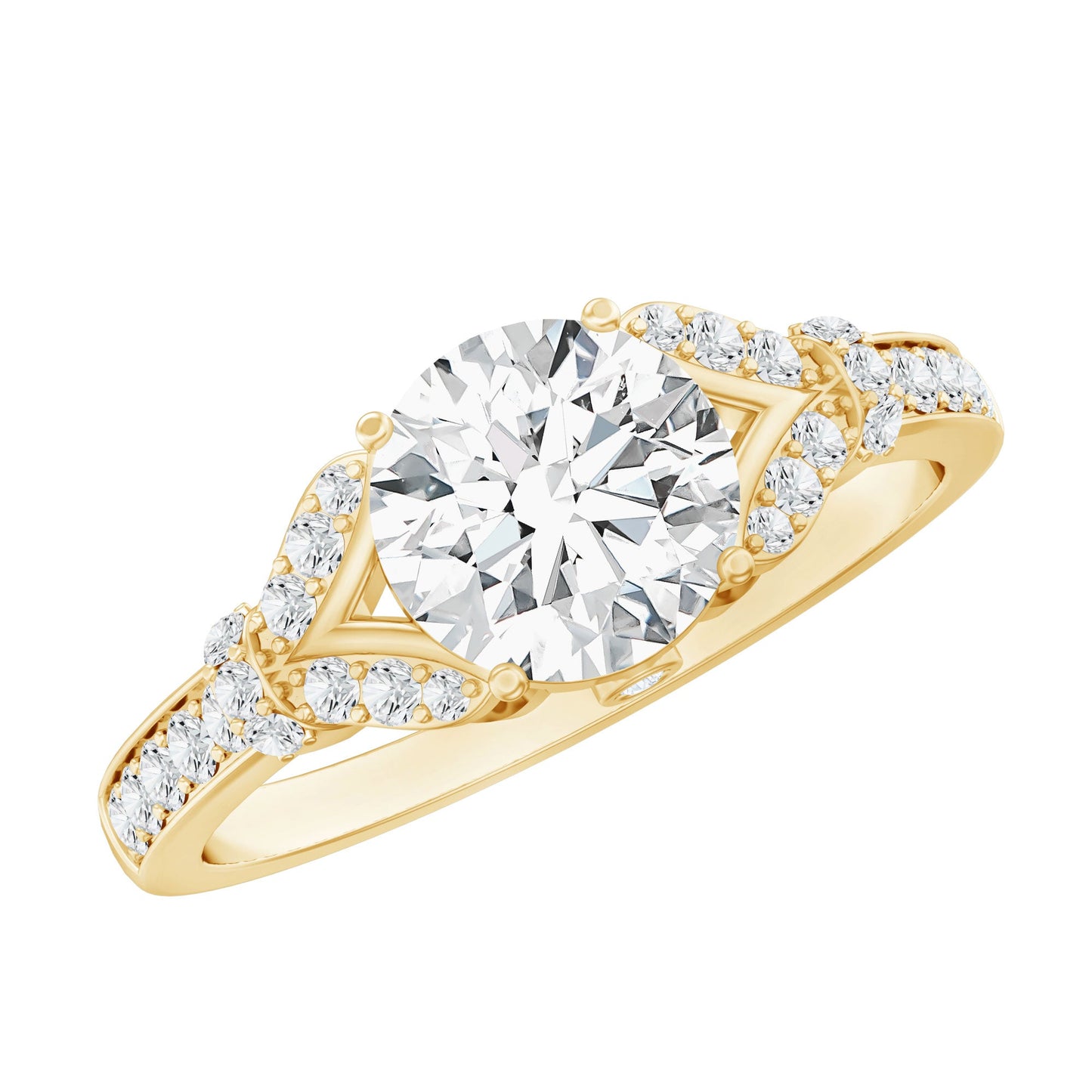 Certified 2Ct Lab Grown Diamond Split Shank Engagement Ring