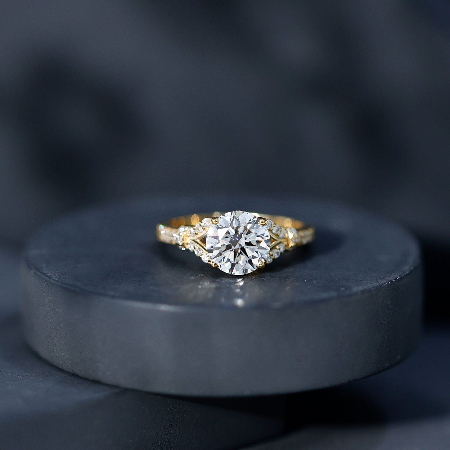Certified 2Ct Lab Grown Diamond Split Shank Engagement Ring