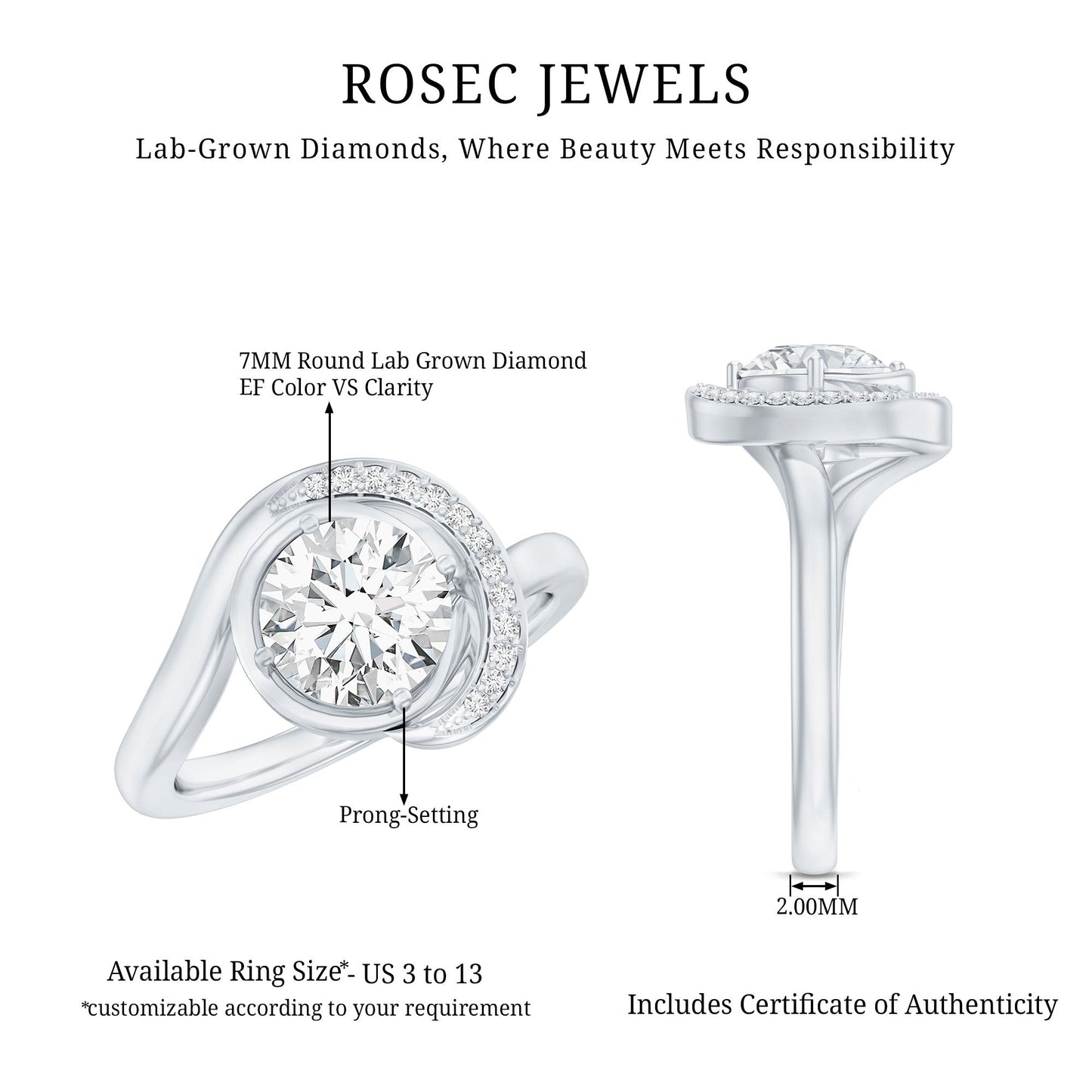 1.2 Carat Lab Grown Diamond Unique Engagement Ring For Her