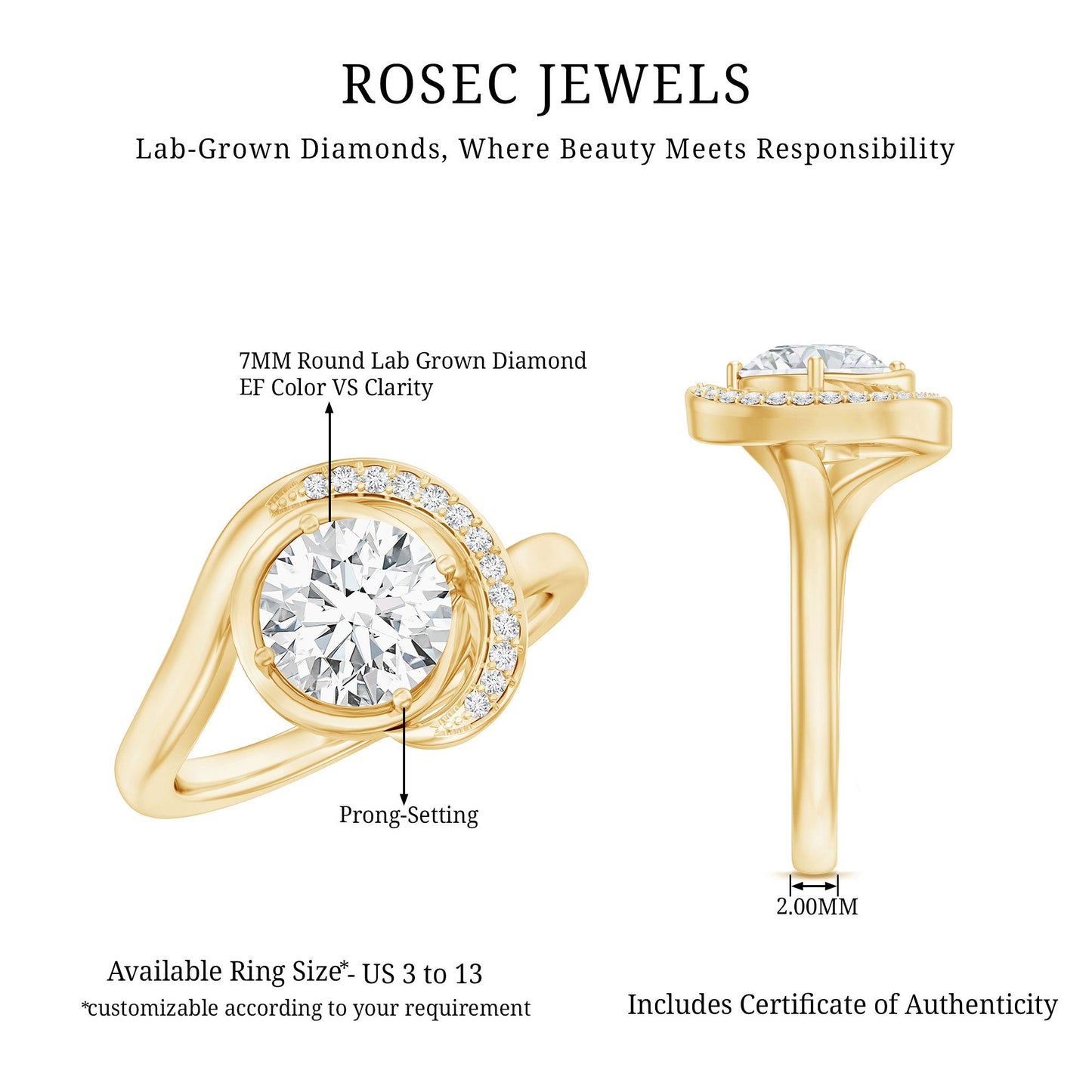 1.2 Carat Lab Grown Diamond Unique Engagement Ring For Her