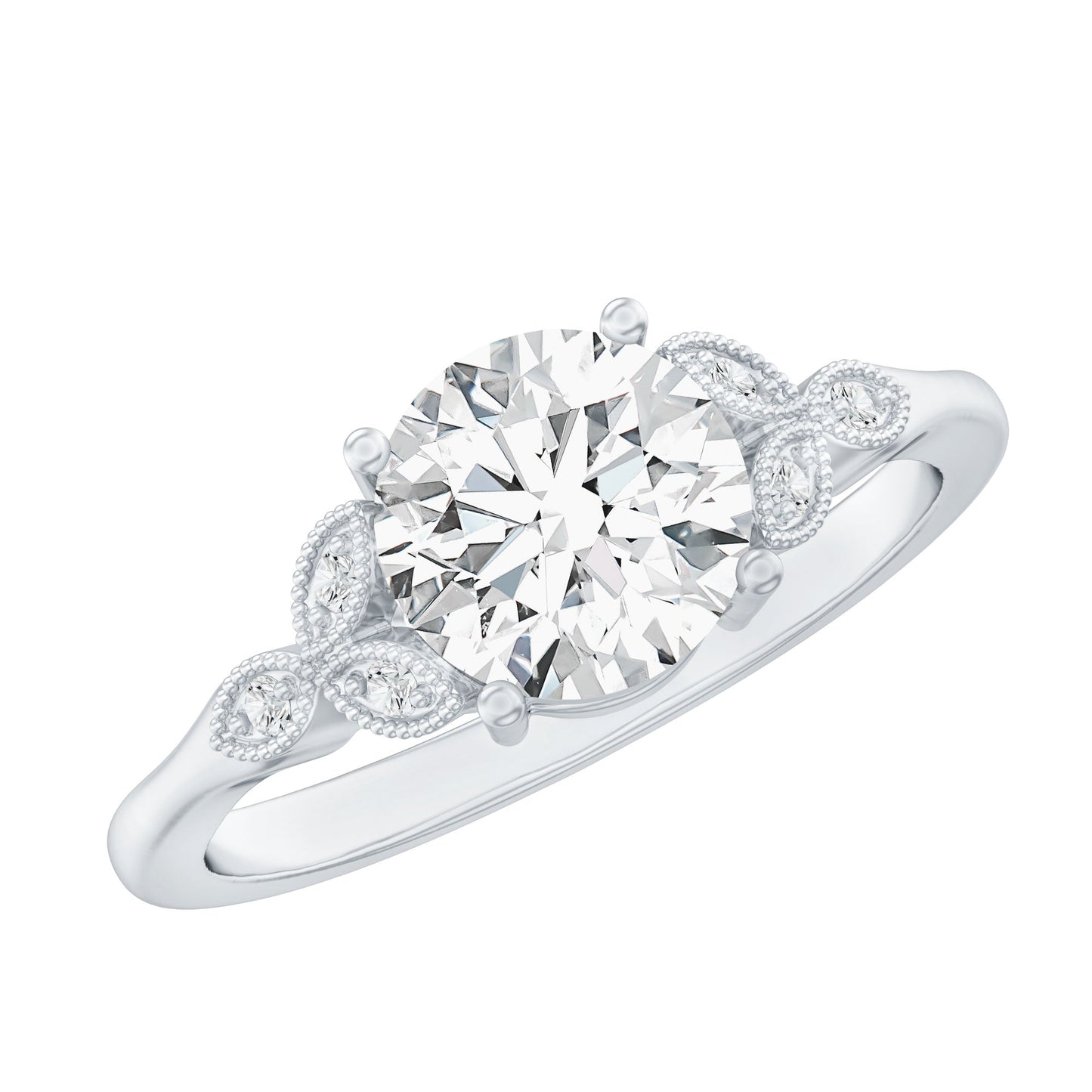 2 Carat Round Lab Grown Diamond Unique Engagement Ring