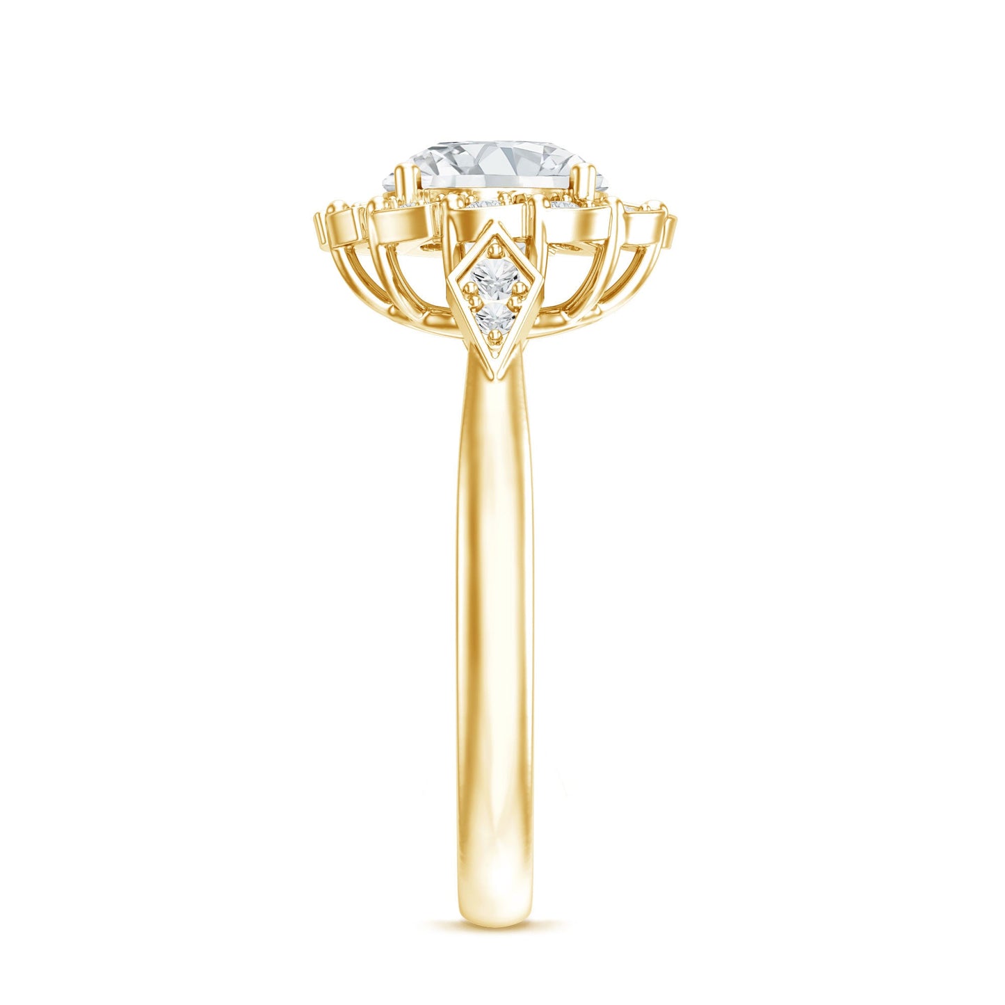 Certified 2 Carat Lab Grown Diamond Flower Halo Engagement Ring
