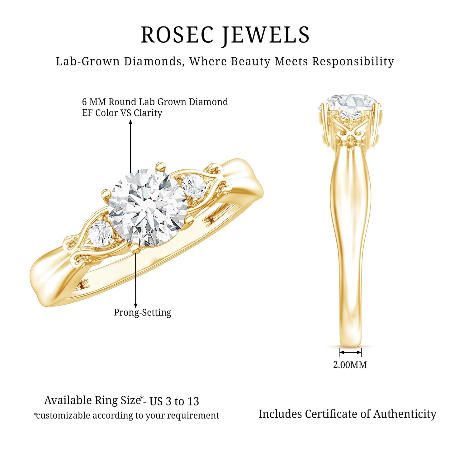 0.9 Carat Certified Lab Grown Diamond Engagement Ring