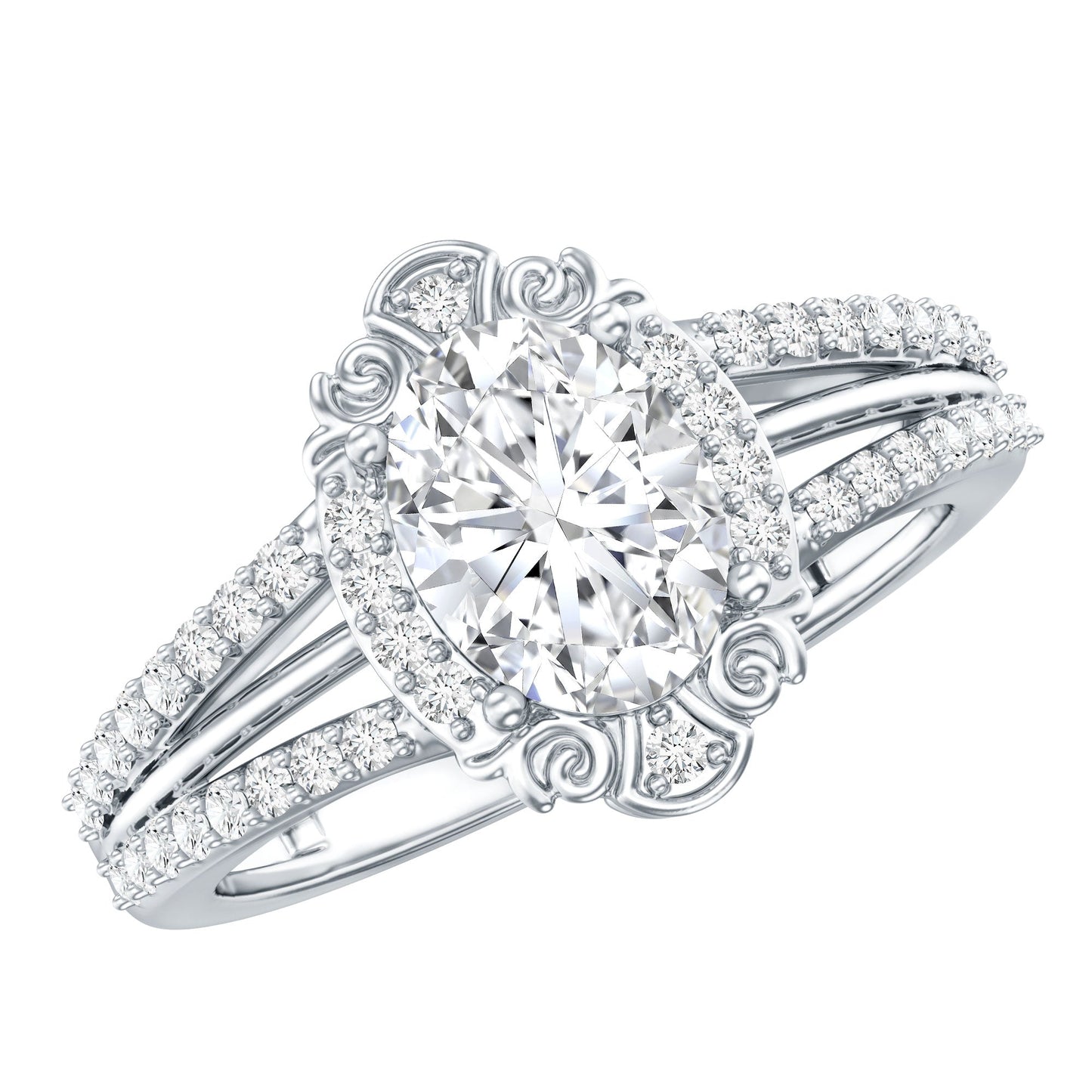 1.2 Carat Oval Lab Grown Diamond Vintage Engagement Ring For Women